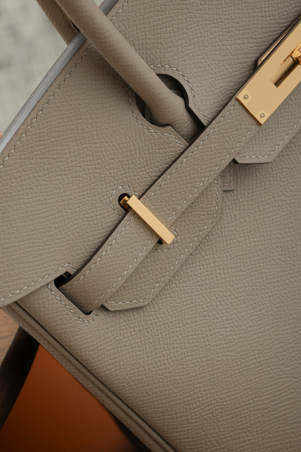 Birkin- All Handmade Golden / Sliver Gris Tourterelle  siwif leather