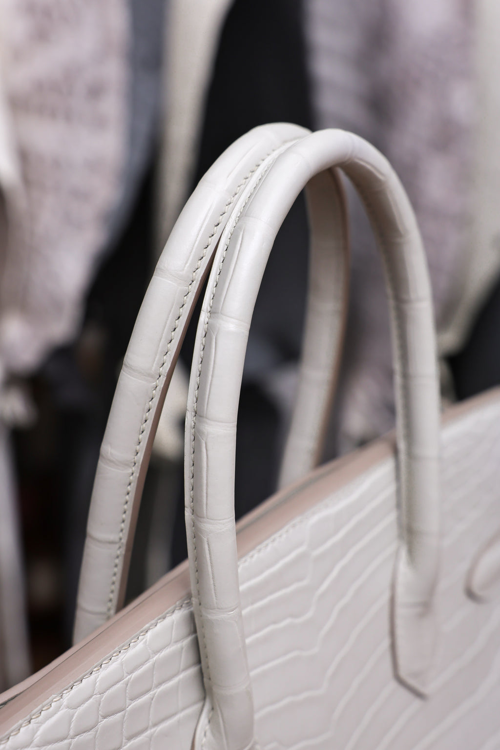 BK-2024 All Handmade Golden / Sliver Hardware Blanc  Matte Nile crocodile leather