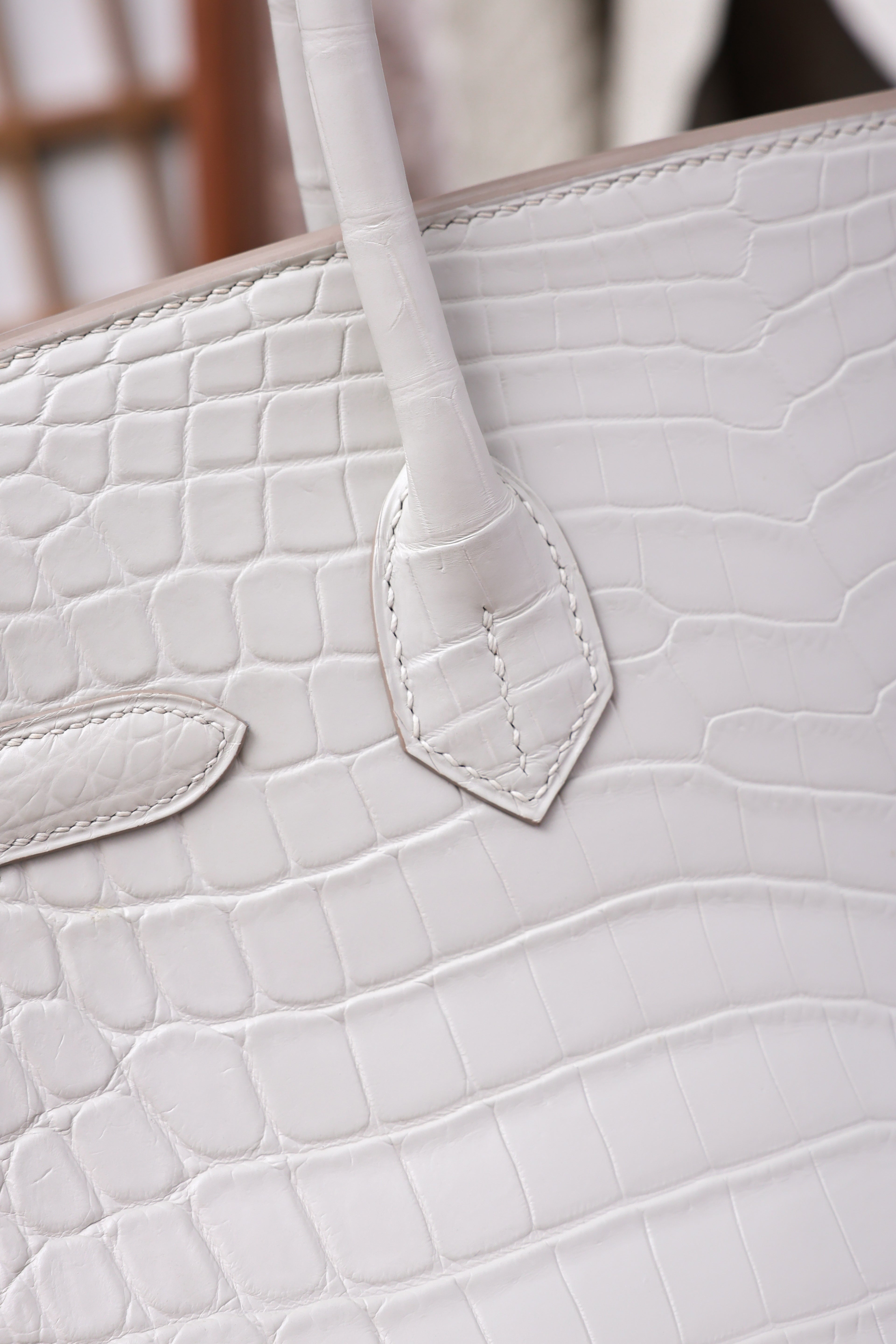 BK-2024 All Handmade Golden / Sliver Hardware Blanc  Matte Nile crocodile leather