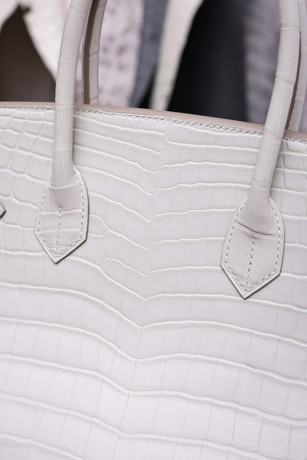 BK-2024 All Handmade Golden / Sliver Hardware Blanc  Matte Nile crocodile leather