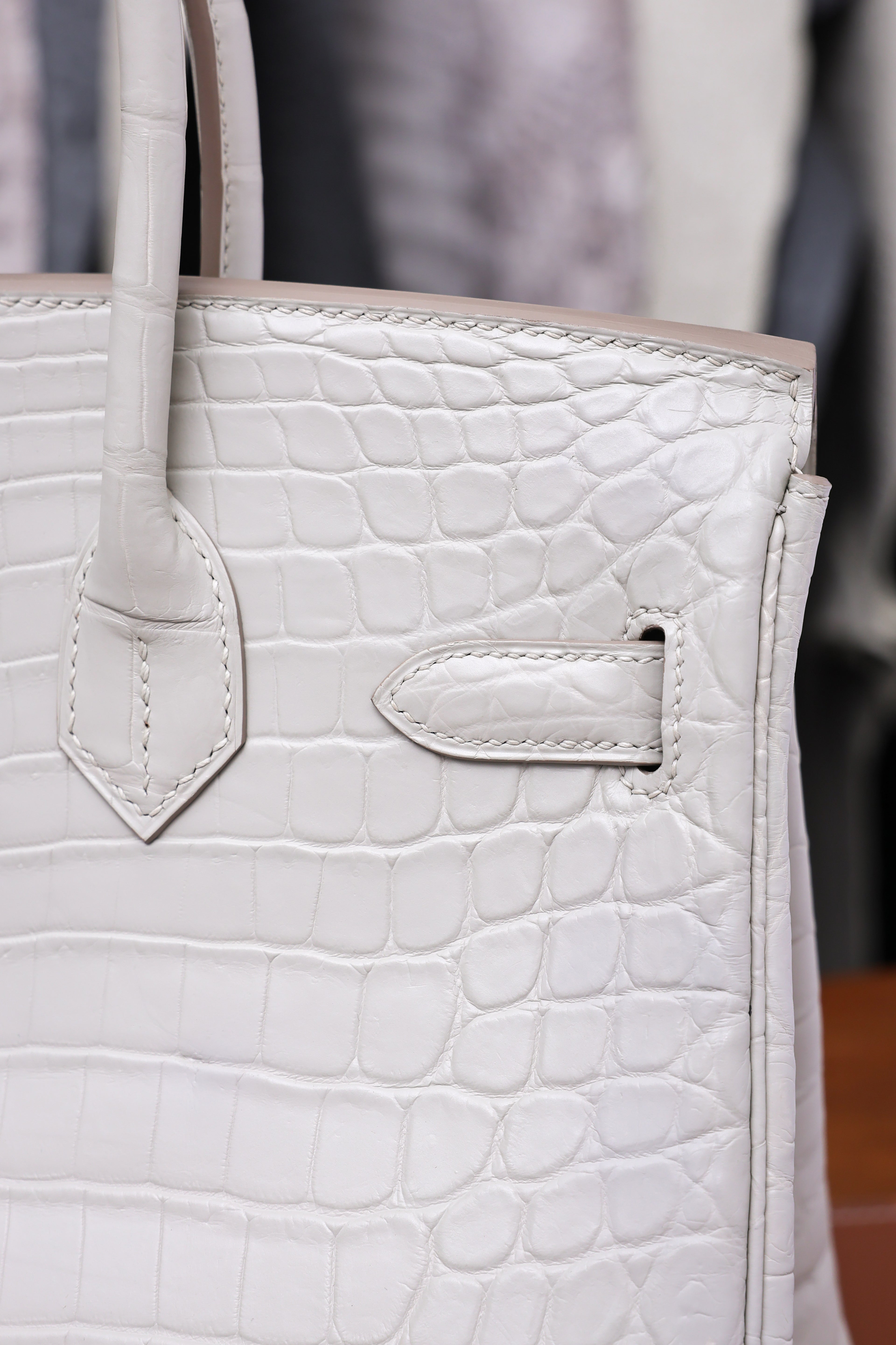 BK-2024 All Handmade Golden / Sliver Hardware Blanc  Matte Nile crocodile leather