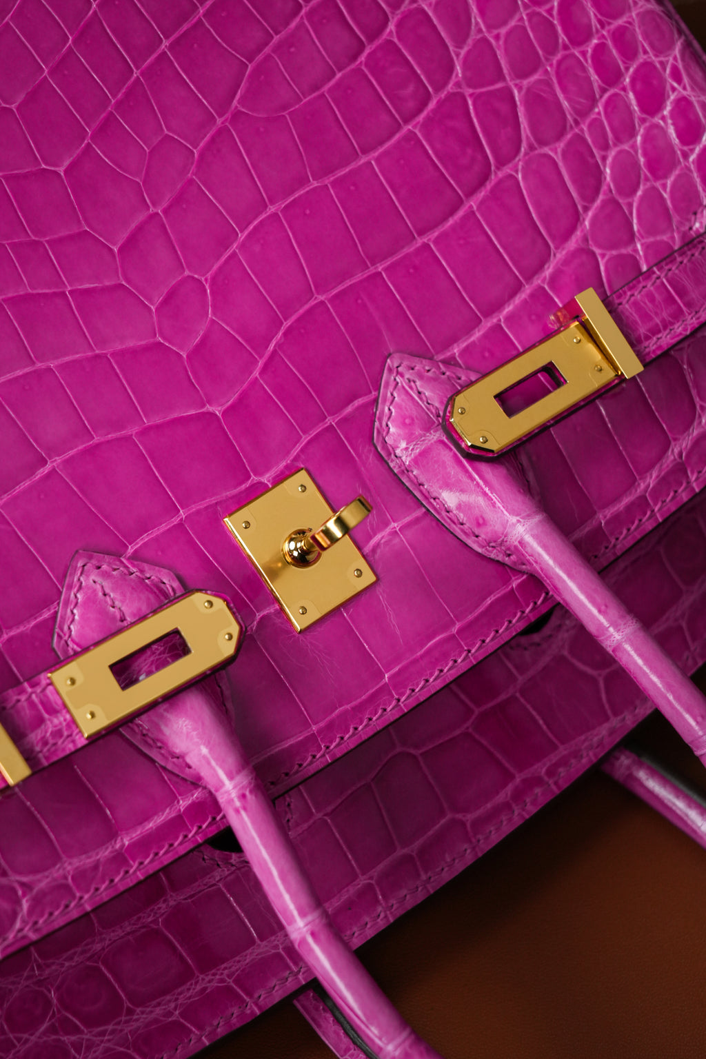 BK-2024 All Handmade Golden / Sliver  Hardware Rose sheherzade Bright surface Porosus Crocodile leather