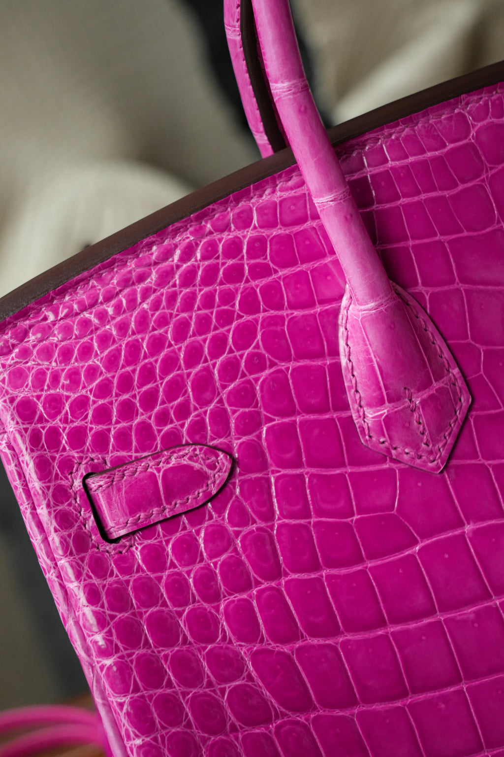 BK-2024 All Handmade Golden / Sliver  Hardware Rose sheherzade Bright surface Porosus Crocodile leather