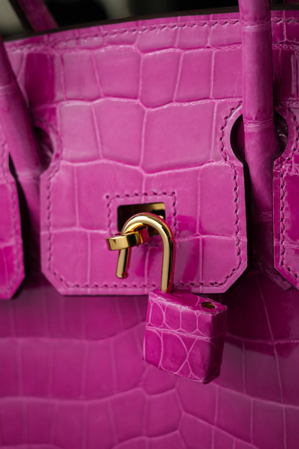 BK-2024 All Handmade Golden / Sliver  Hardware Rose sheherzade Bright surface Porosus Crocodile leather