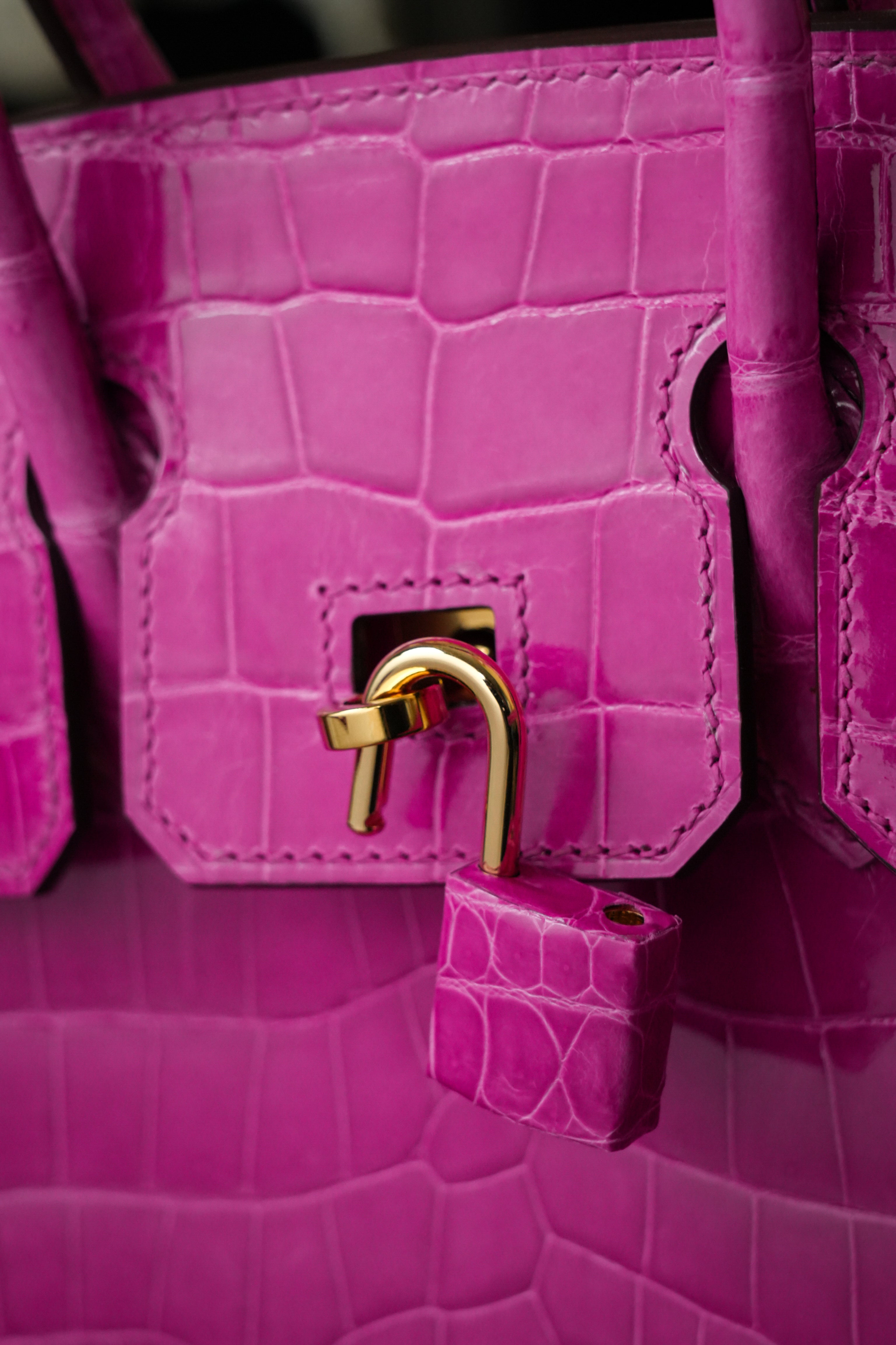 BK-2024 All Handmade Golden / Sliver  Hardware Rose sheherzade Bright surface Porosus Crocodile leather