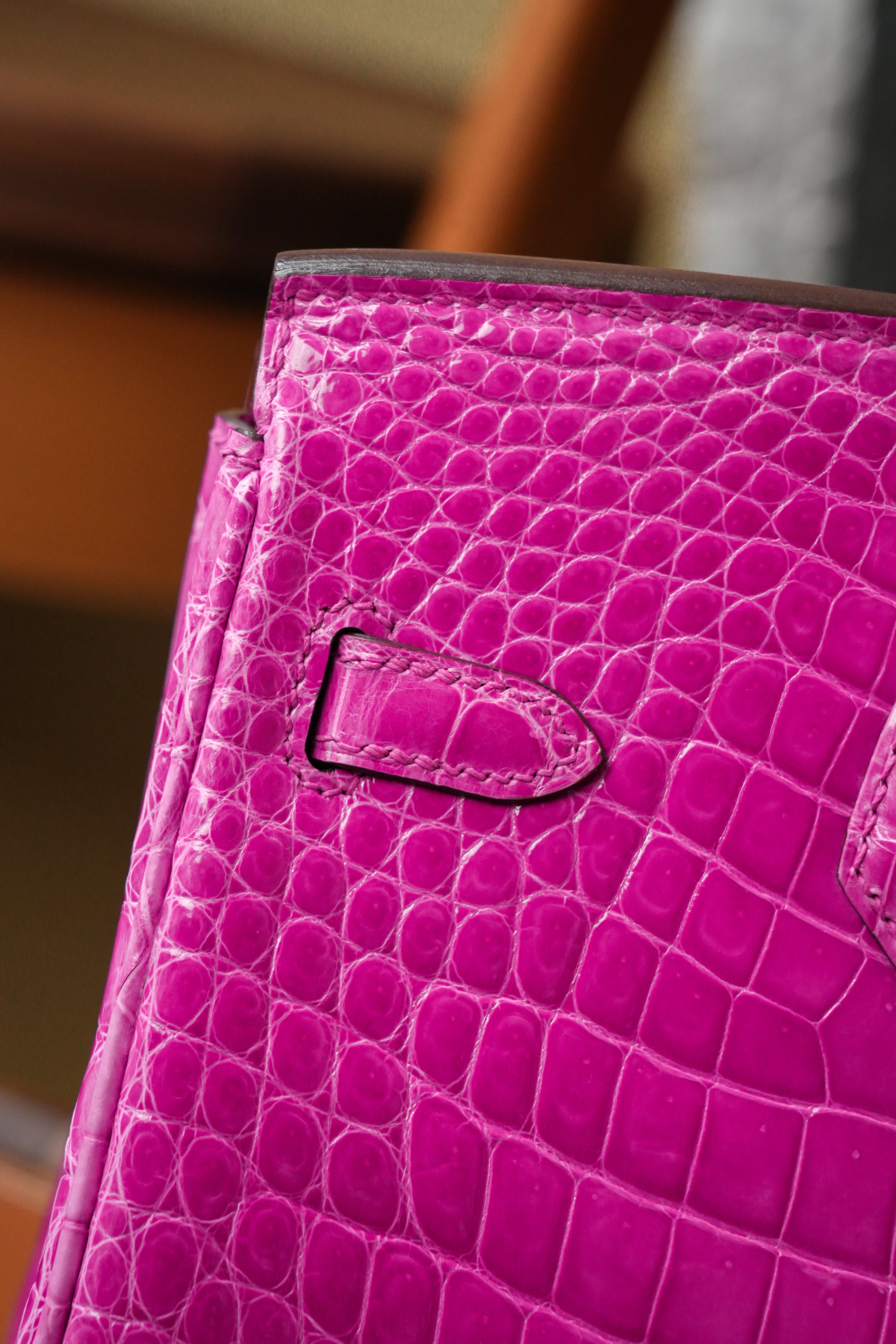 BK-2024 All Handmade Golden / Sliver  Hardware Rose sheherzade Bright surface Porosus Crocodile leather