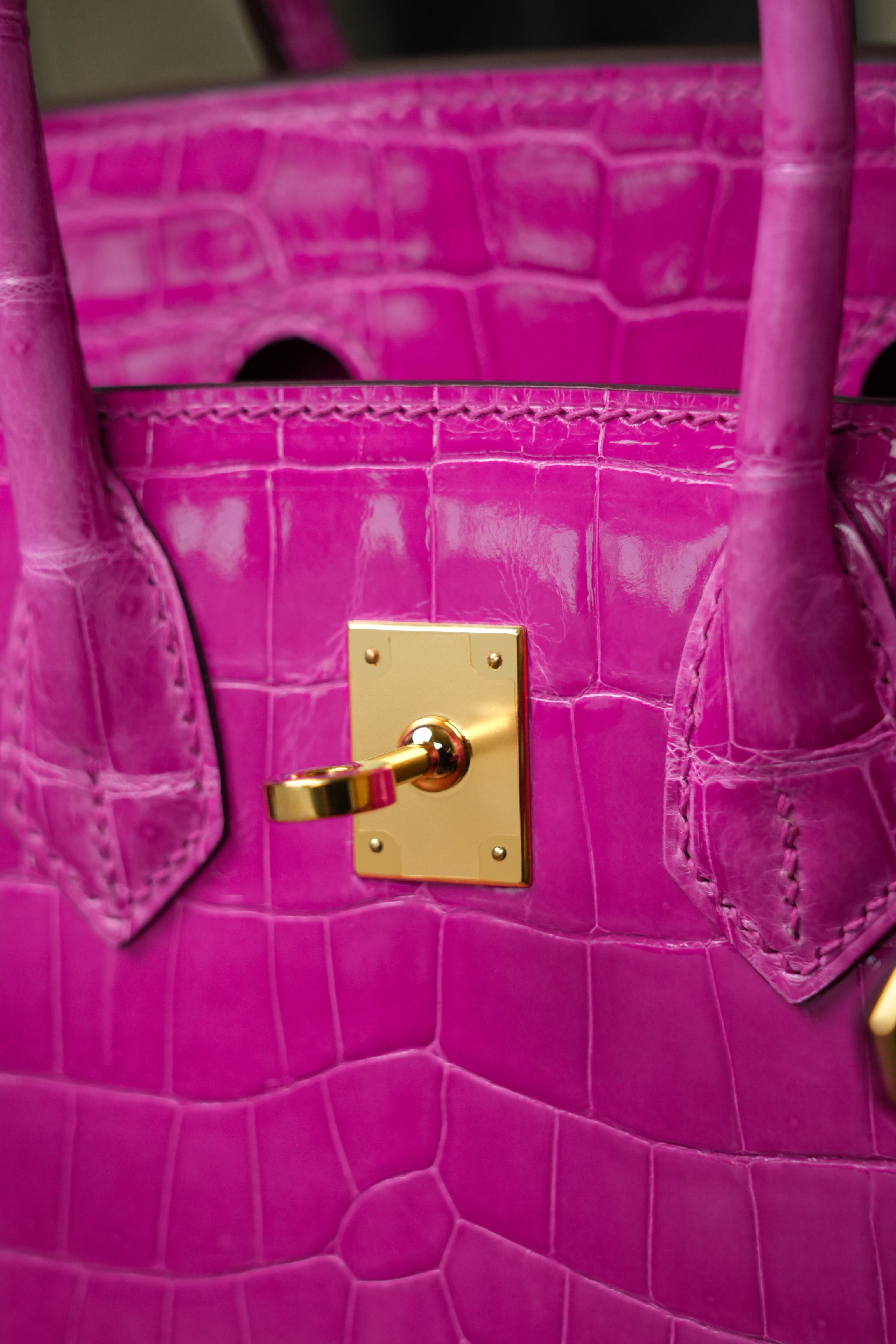 BK-2024 All Handmade Golden / Sliver  Hardware Rose sheherzade Bright surface Porosus Crocodile leather