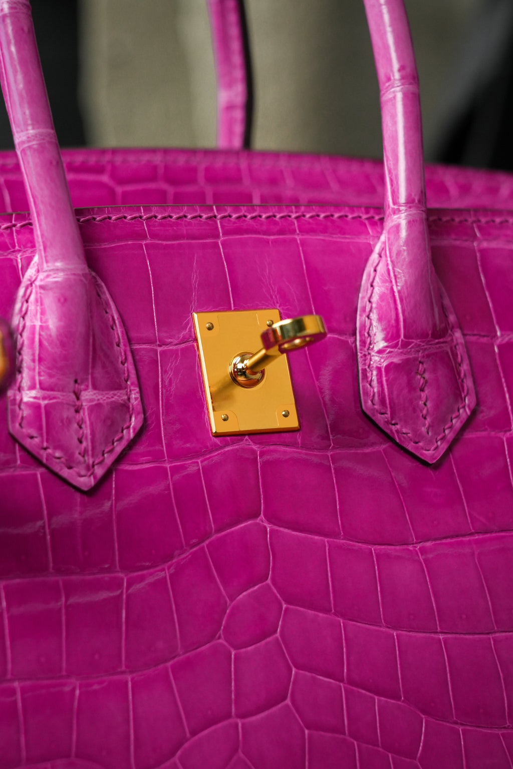 BK-2024 All Handmade Golden / Sliver  Hardware Rose sheherzade Bright surface Porosus Crocodile leather