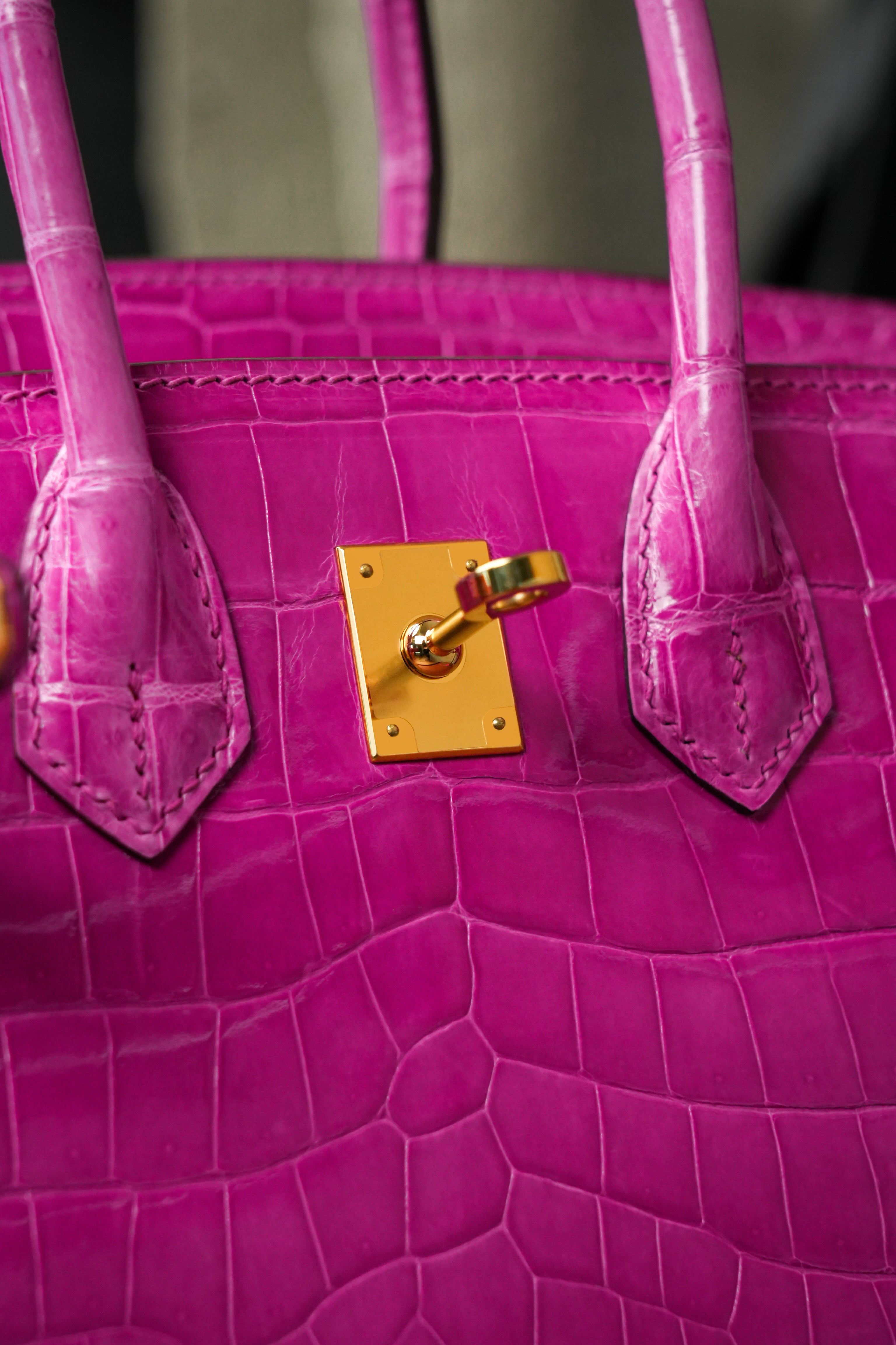 BK-2024 All Handmade Golden / Sliver  Hardware Rose sheherzade Bright surface Porosus Crocodile leather