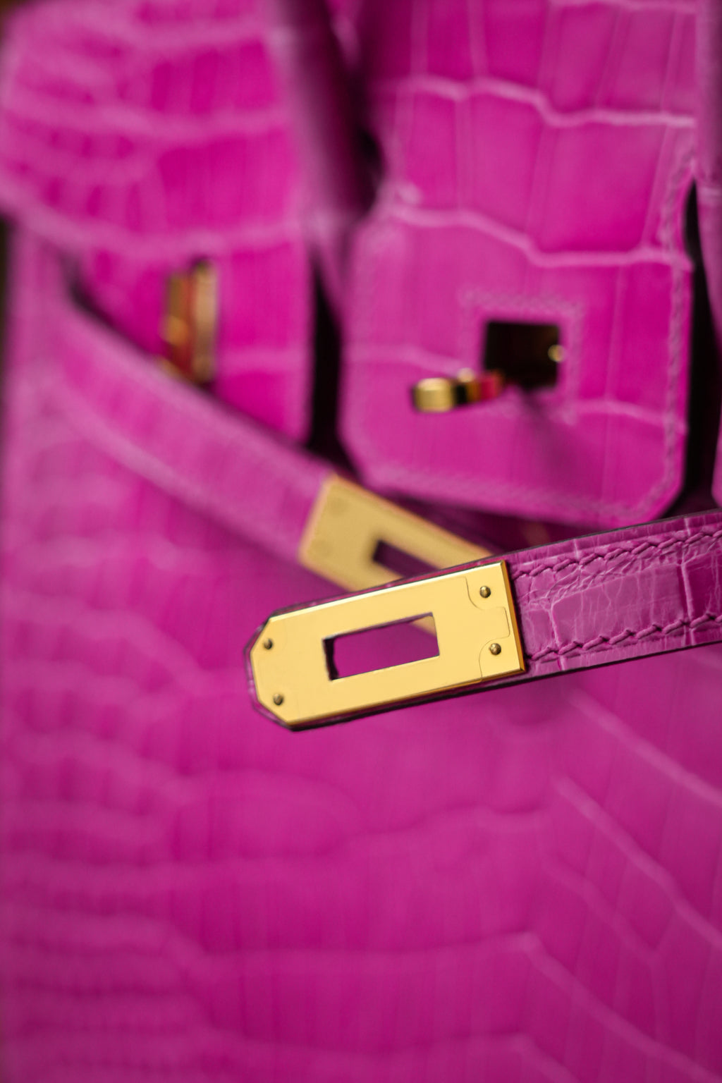 BK-2024 All Handmade Golden / Sliver  Hardware Rose sheherzade Bright surface Porosus Crocodile leather