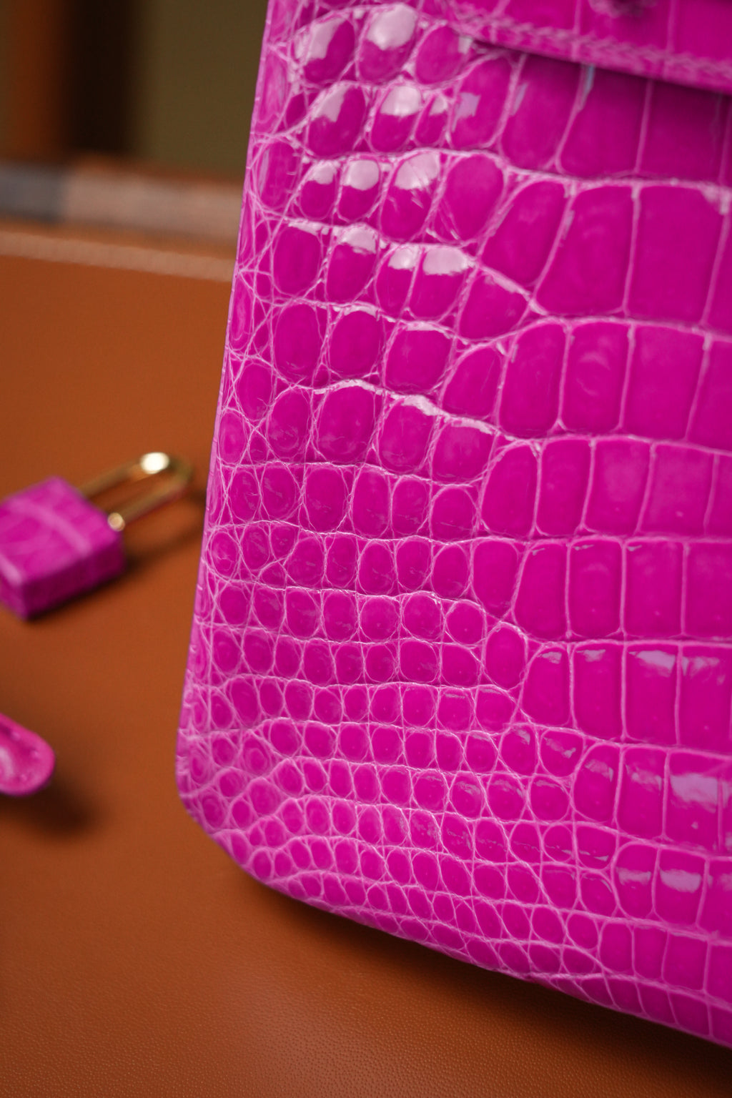 BK-2024 All Handmade Golden / Sliver  Hardware Rose sheherzade Bright surface Porosus Crocodile leather