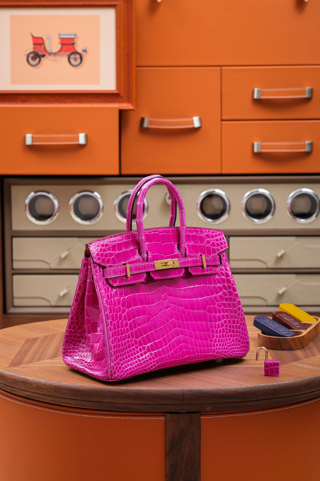 BK-2024 All Handmade Golden / Sliver  Hardware Rose sheherzade Bright surface Porosus Crocodile leather