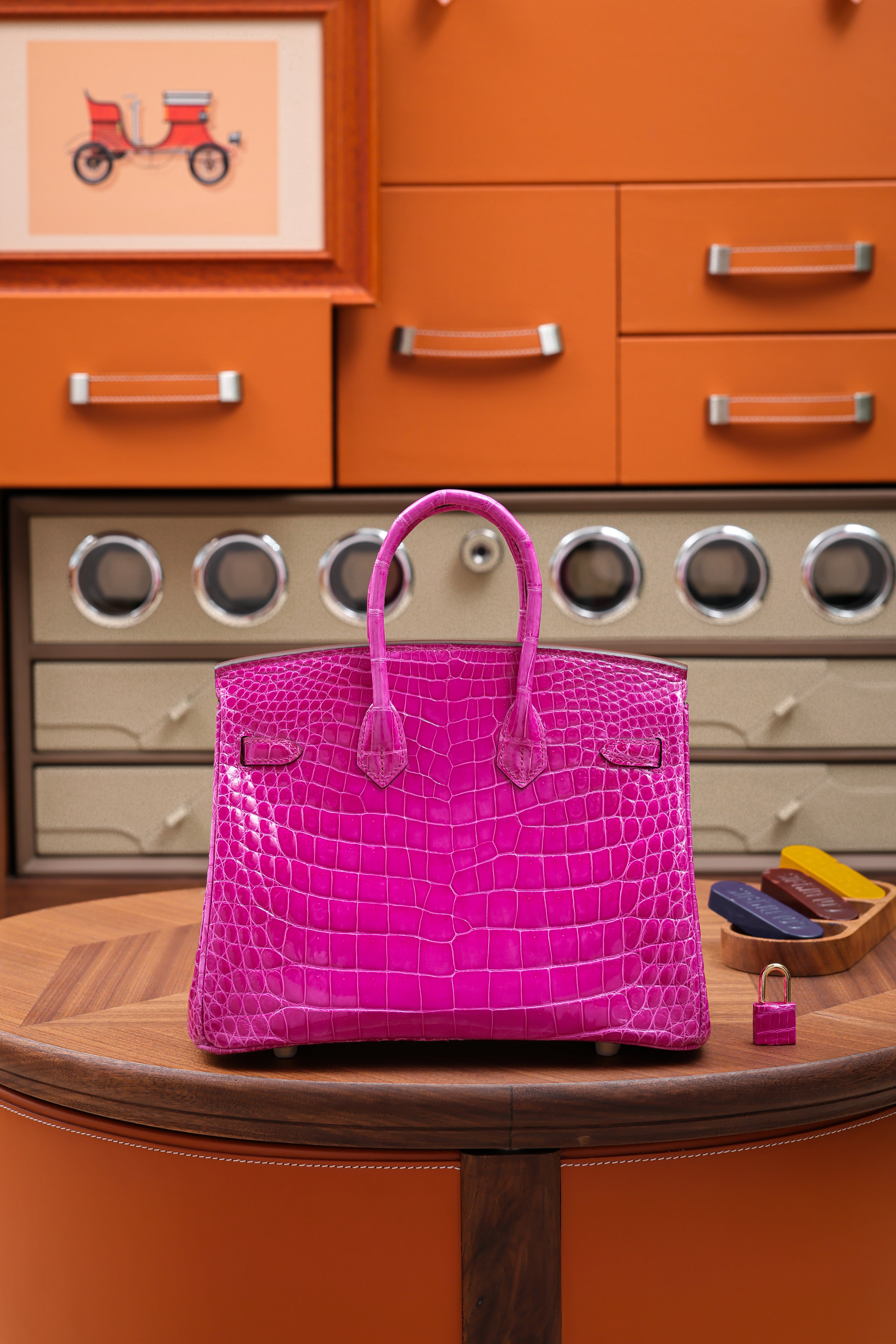 BK-2024 All Handmade Golden / Sliver  Hardware Rose sheherzade Bright surface Porosus Crocodile leather