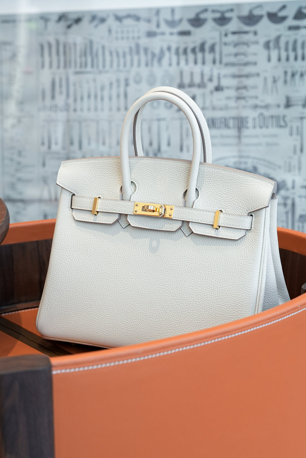 Birkin- All Handmade Golden / Sliver Craie  swift leather