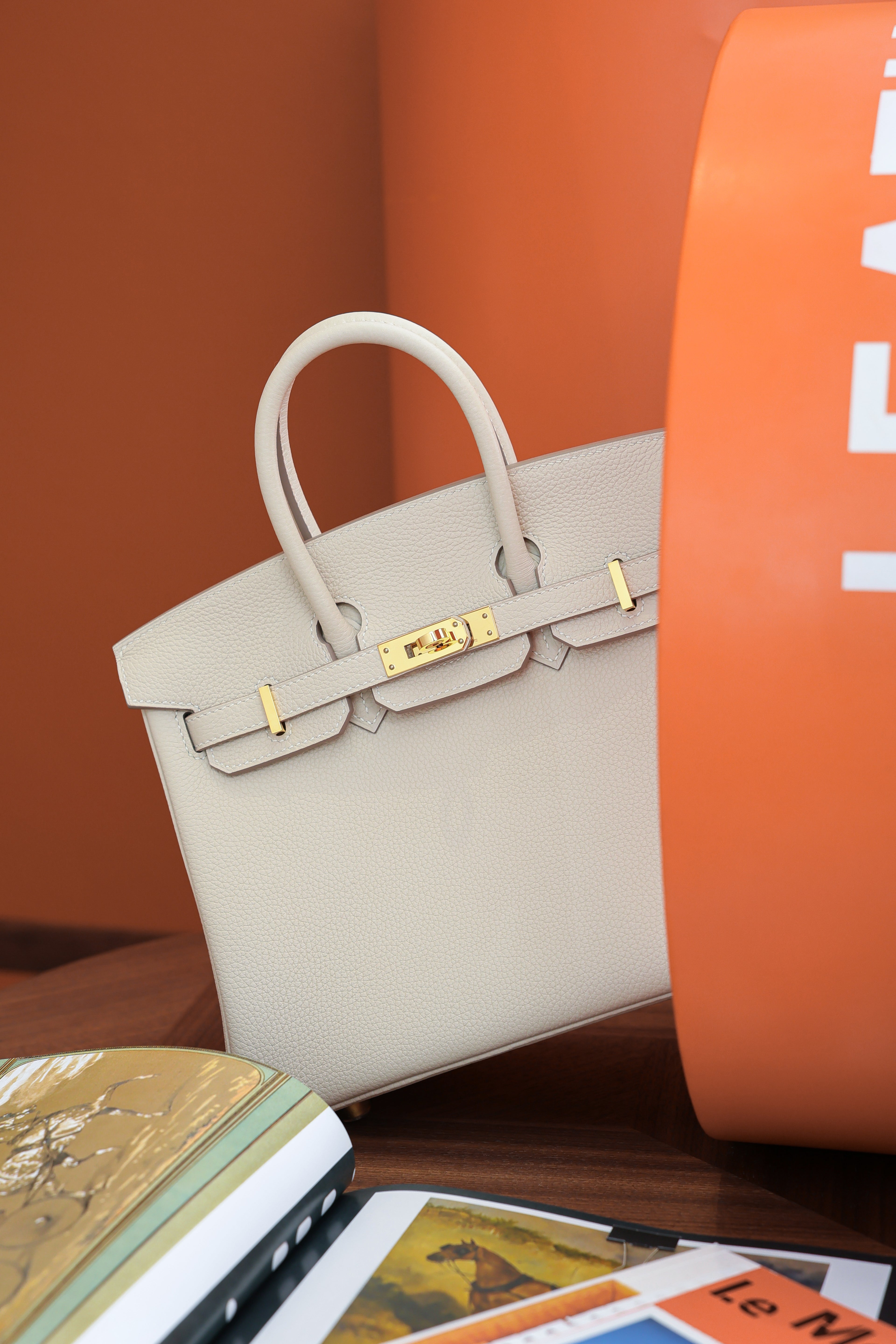 Birkin- All Handmade Golden / Sliver Craie  swift leather
