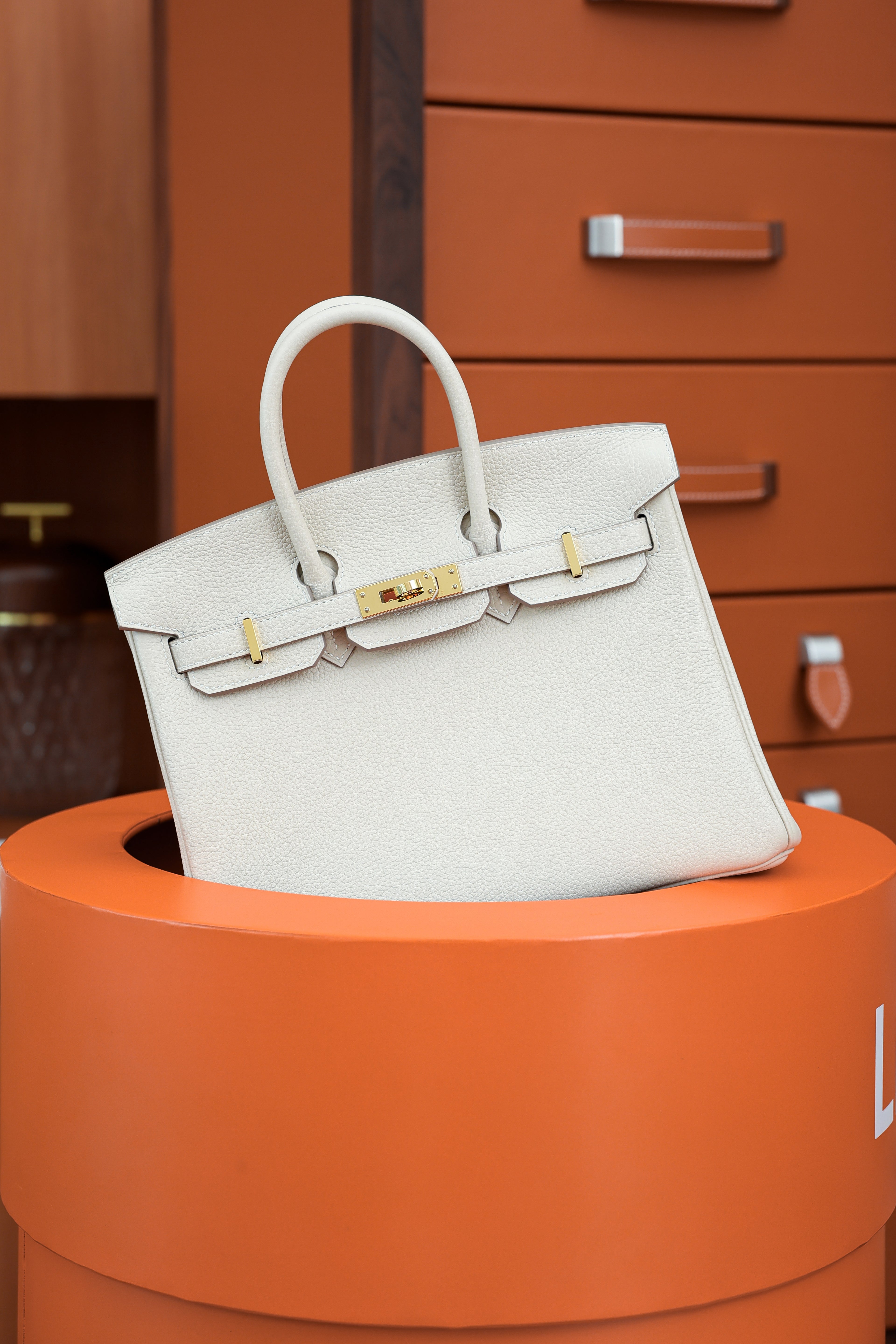 Birkin- All Handmade Golden / Sliver Craie  swift leather