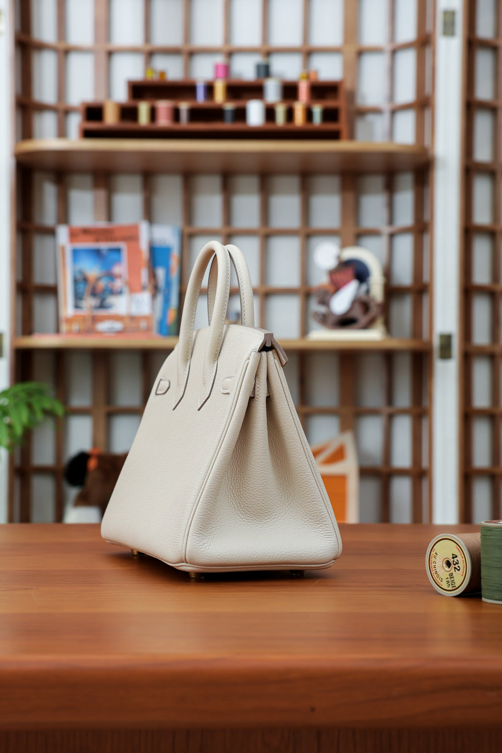 Birkin- All Handmade Golden / Sliver Craie  swift leather