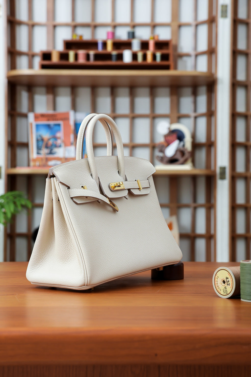 Birkin- All Handmade Golden / Sliver Craie  swift leather