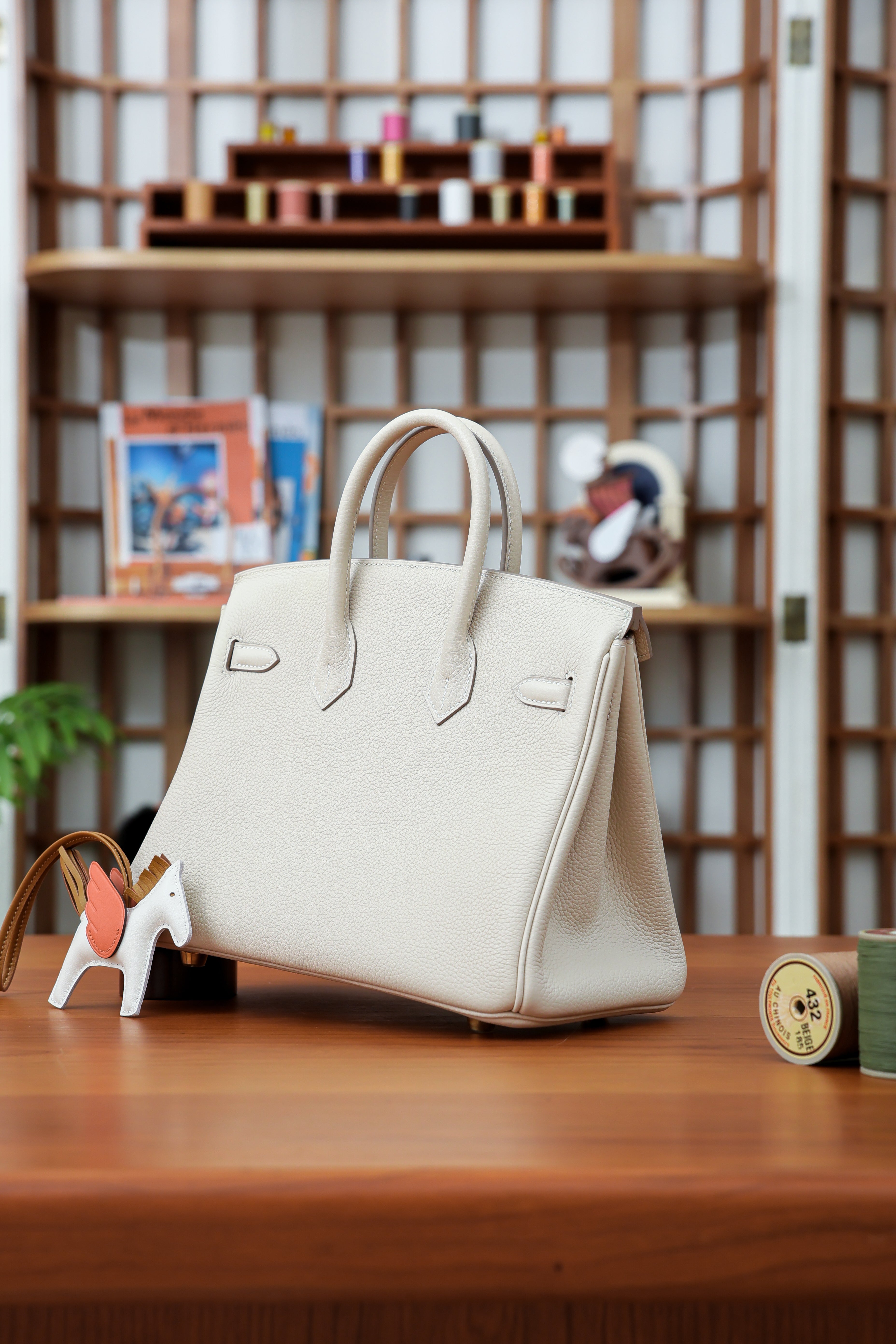 Birkin- All Handmade Golden / Sliver Craie  swift leather