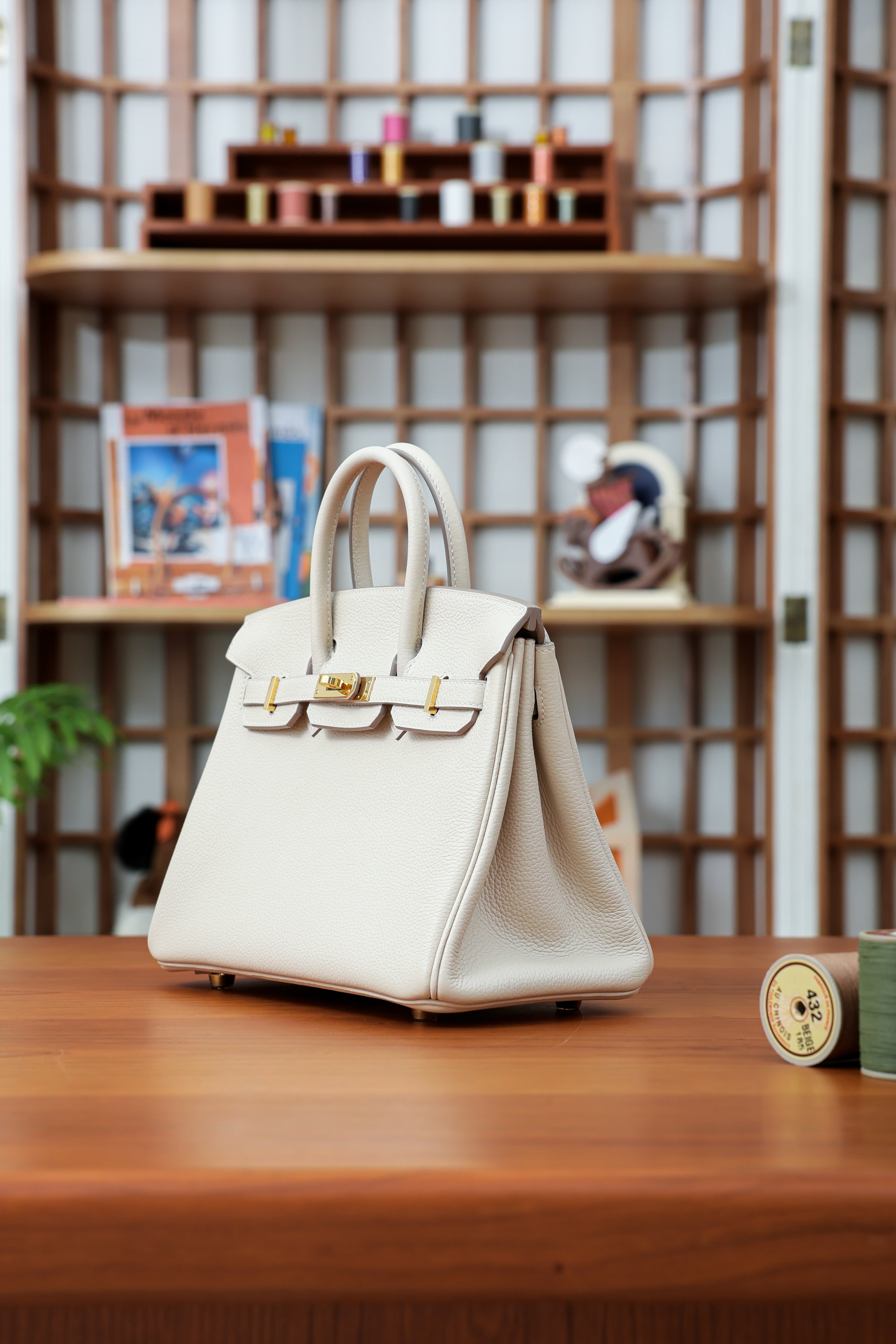 Birkin- All Handmade Golden / Sliver Craie  swift leather