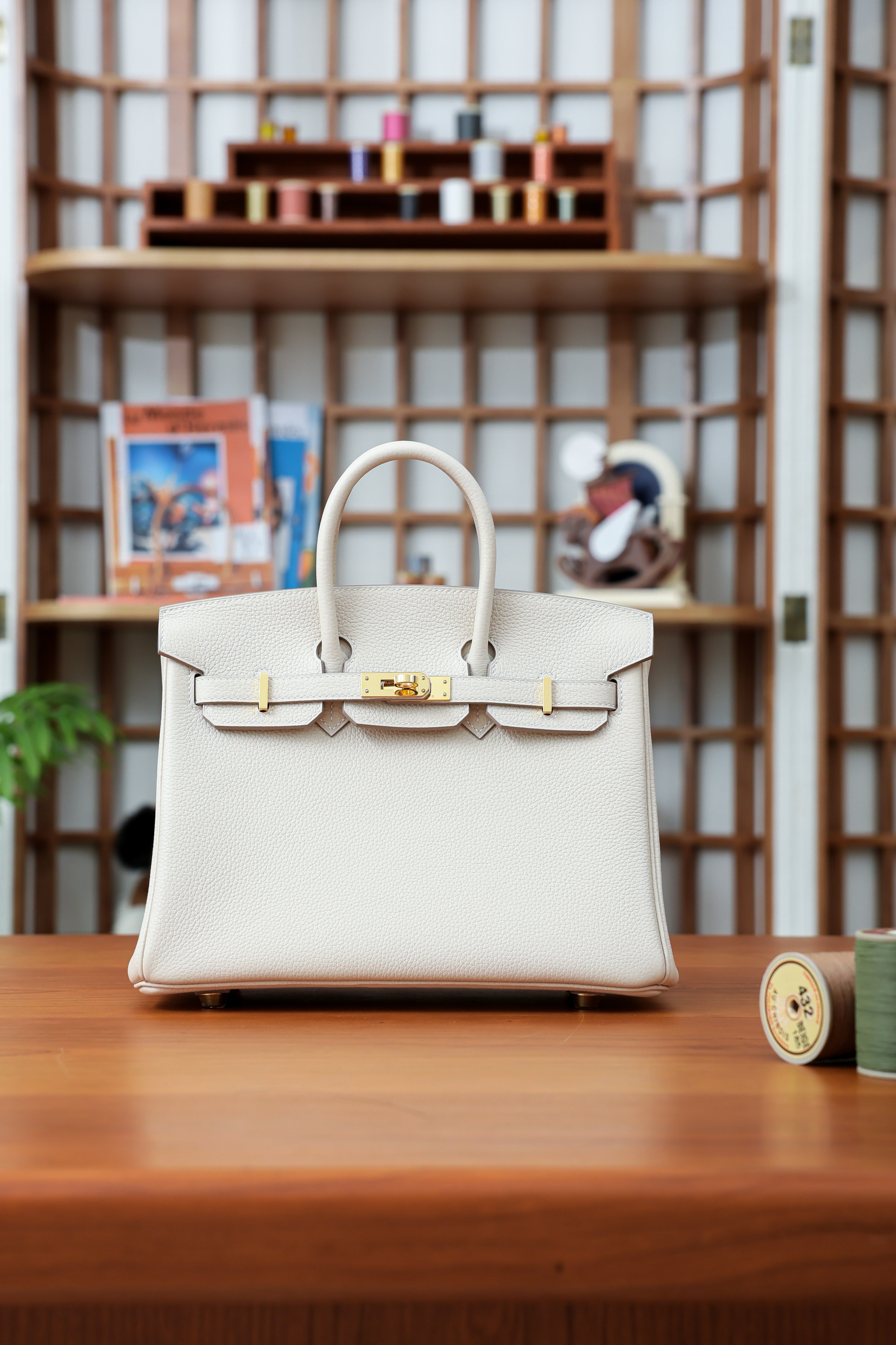 Birkin- All Handmade Golden / Sliver Craie  swift leather