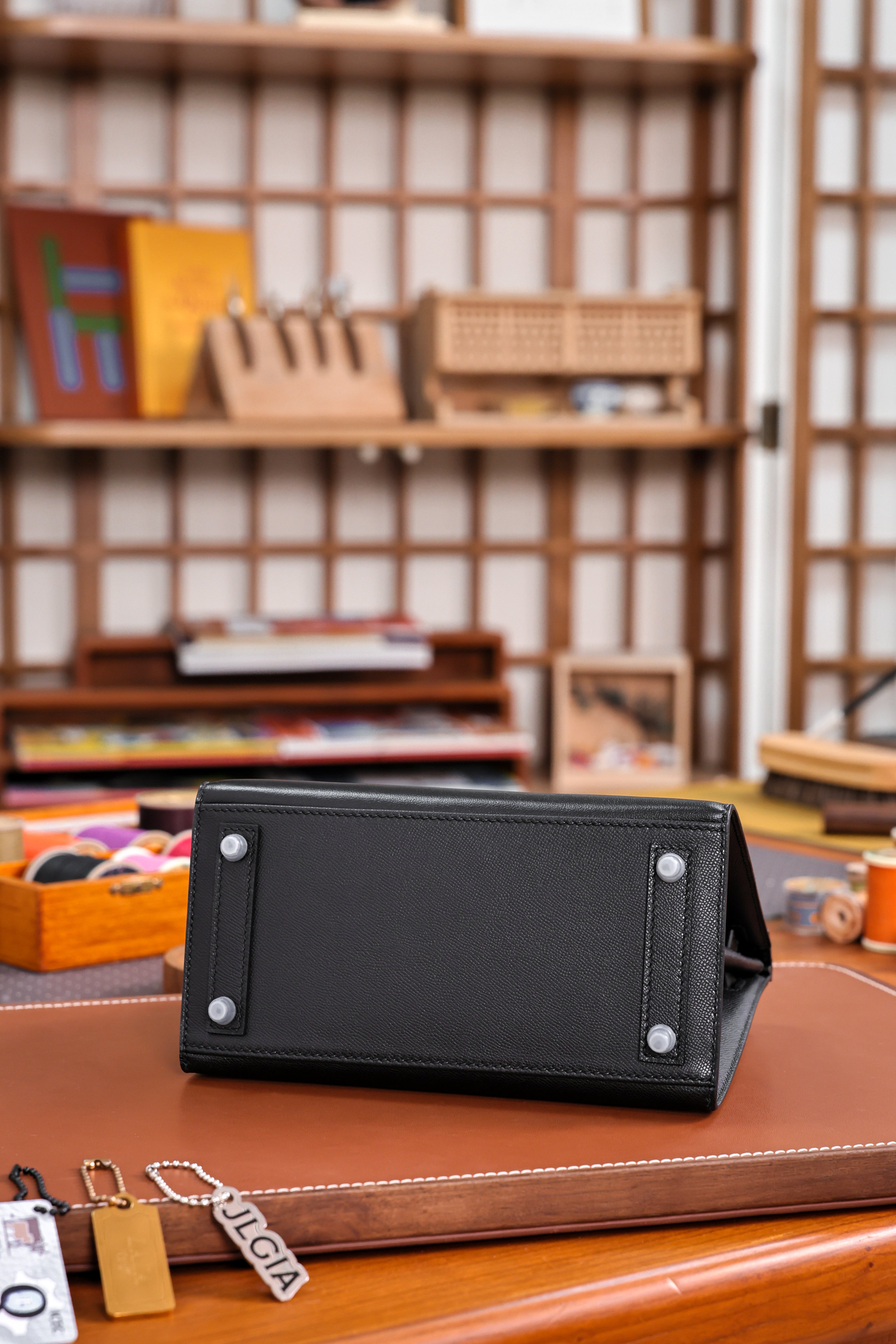 Birkin- All Handmade Golden / Sliver Noir Crocodile leather