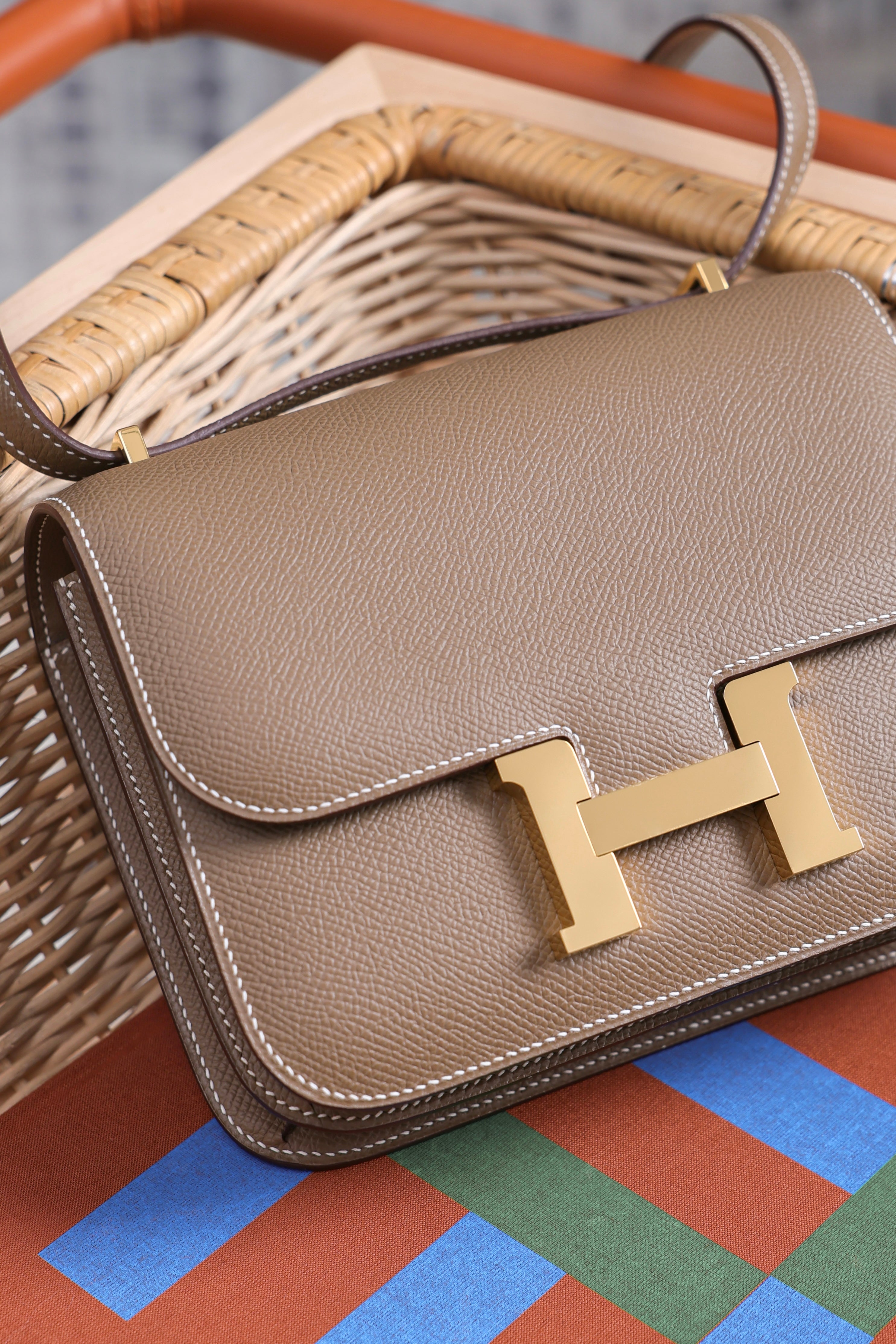 Constance- All Handmade Golden / Sliver Hardware Etoupe Ep eather