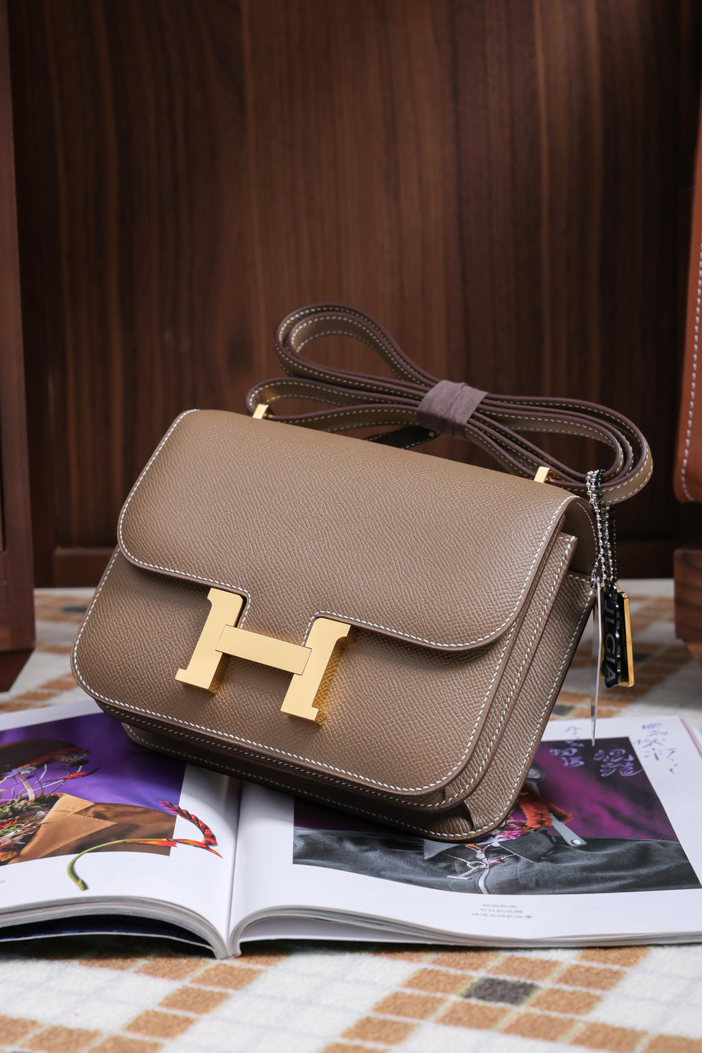 Constance- All Handmade Golden / Sliver Hardware Etoupe Ep eather