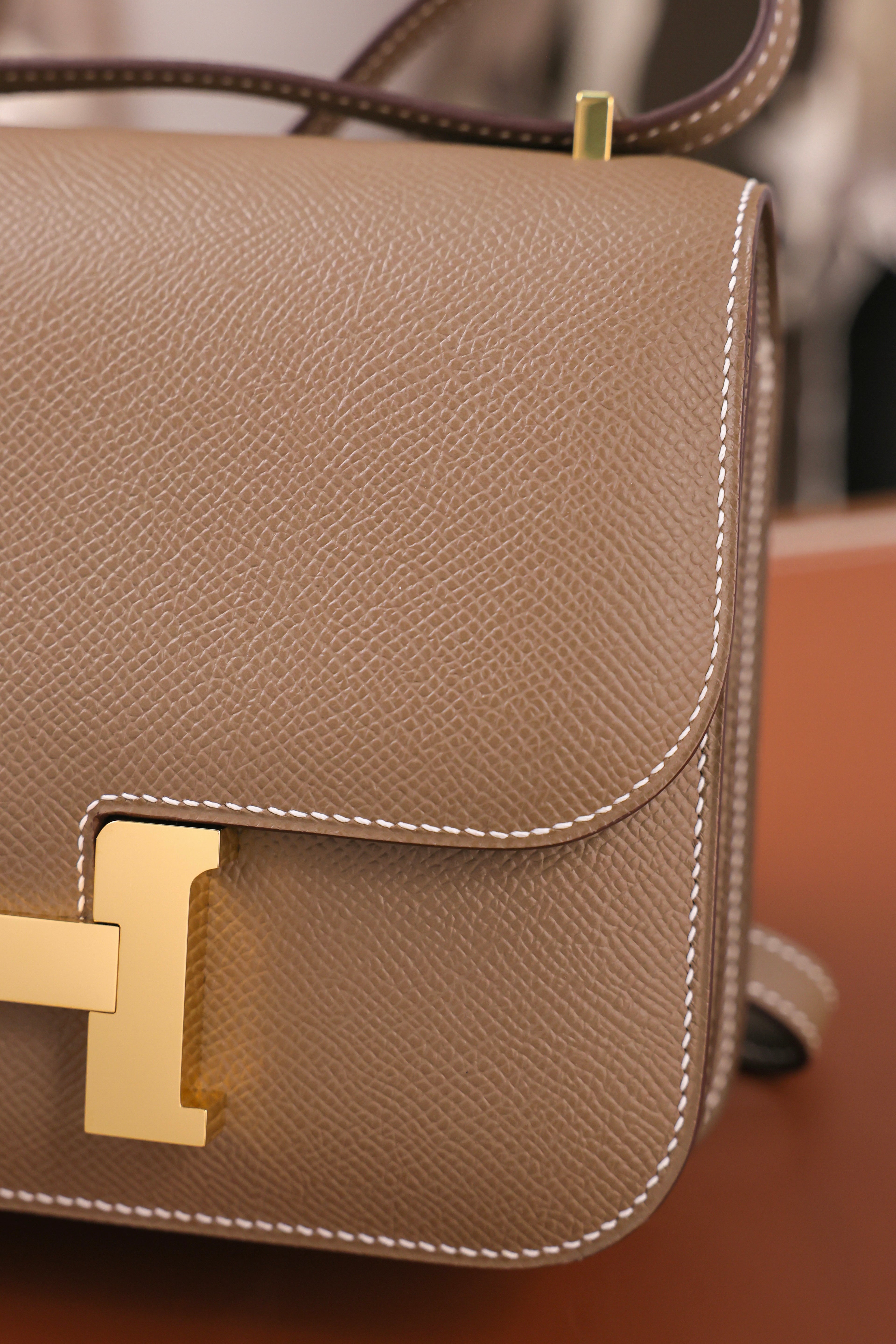 Constance- All Handmade Golden / Sliver Hardware Etoupe Ep eather