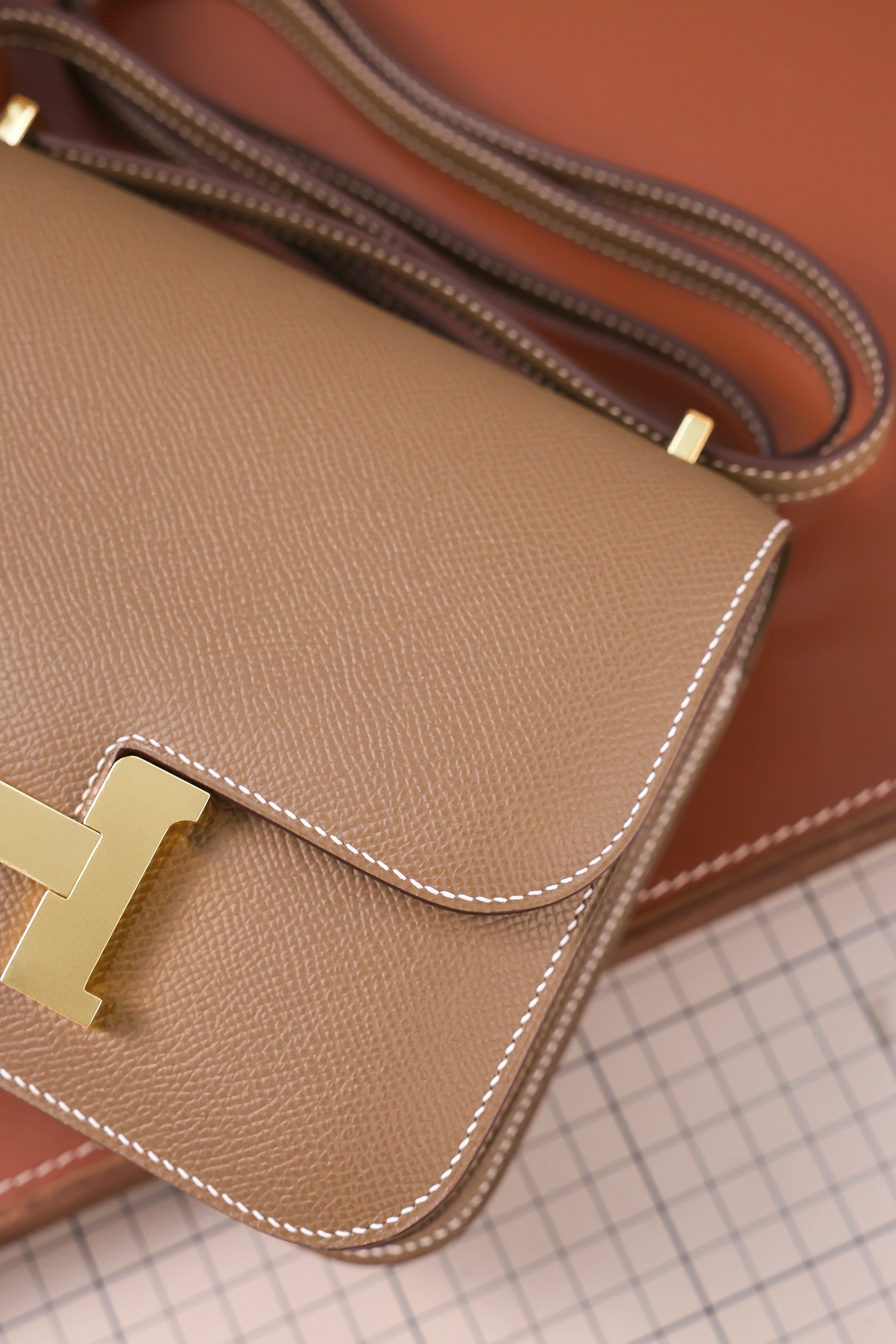 Constance- All Handmade Golden / Sliver Hardware Etoupe Ep eather