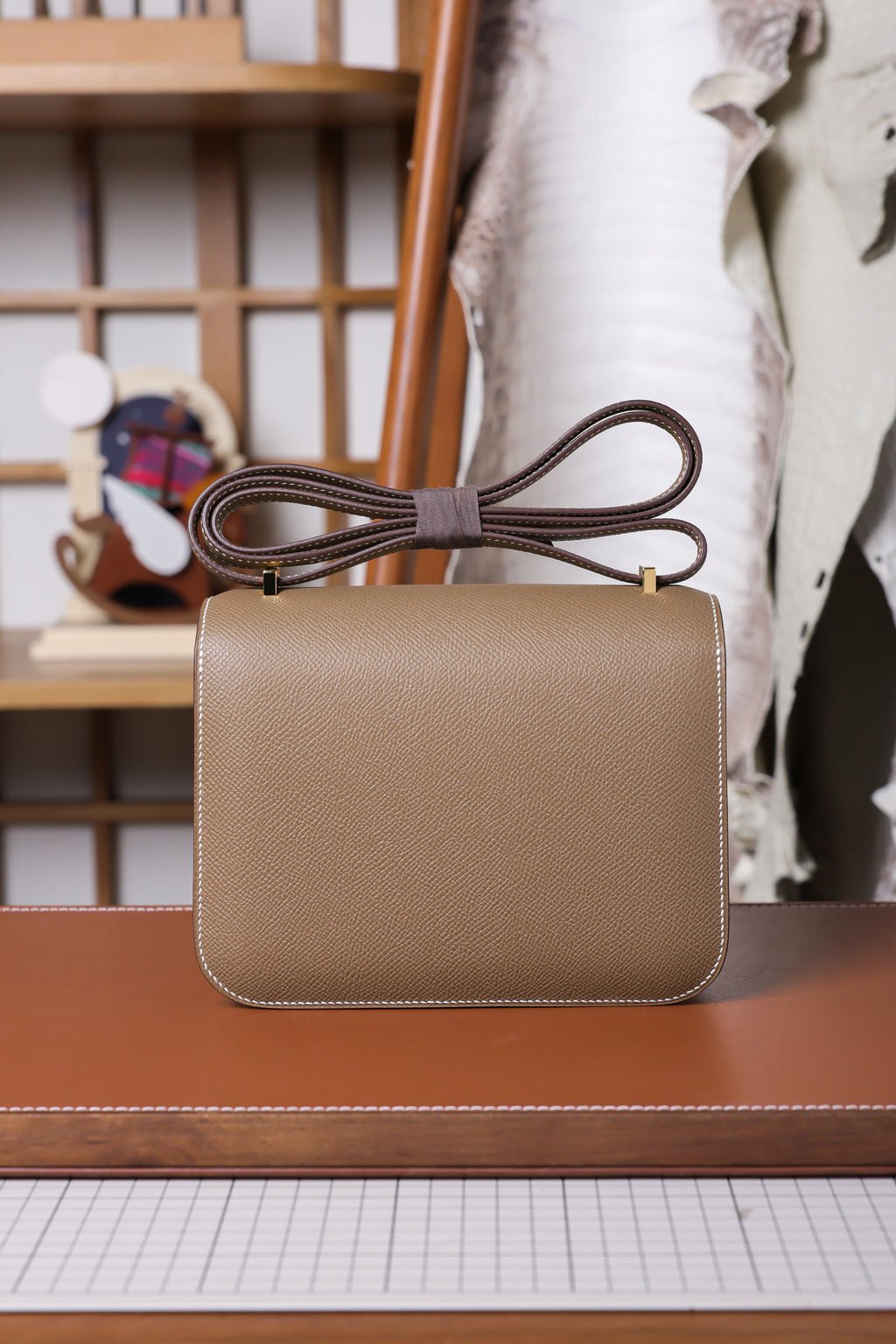 Constance- All Handmade Golden / Sliver Hardware Etoupe Ep eather