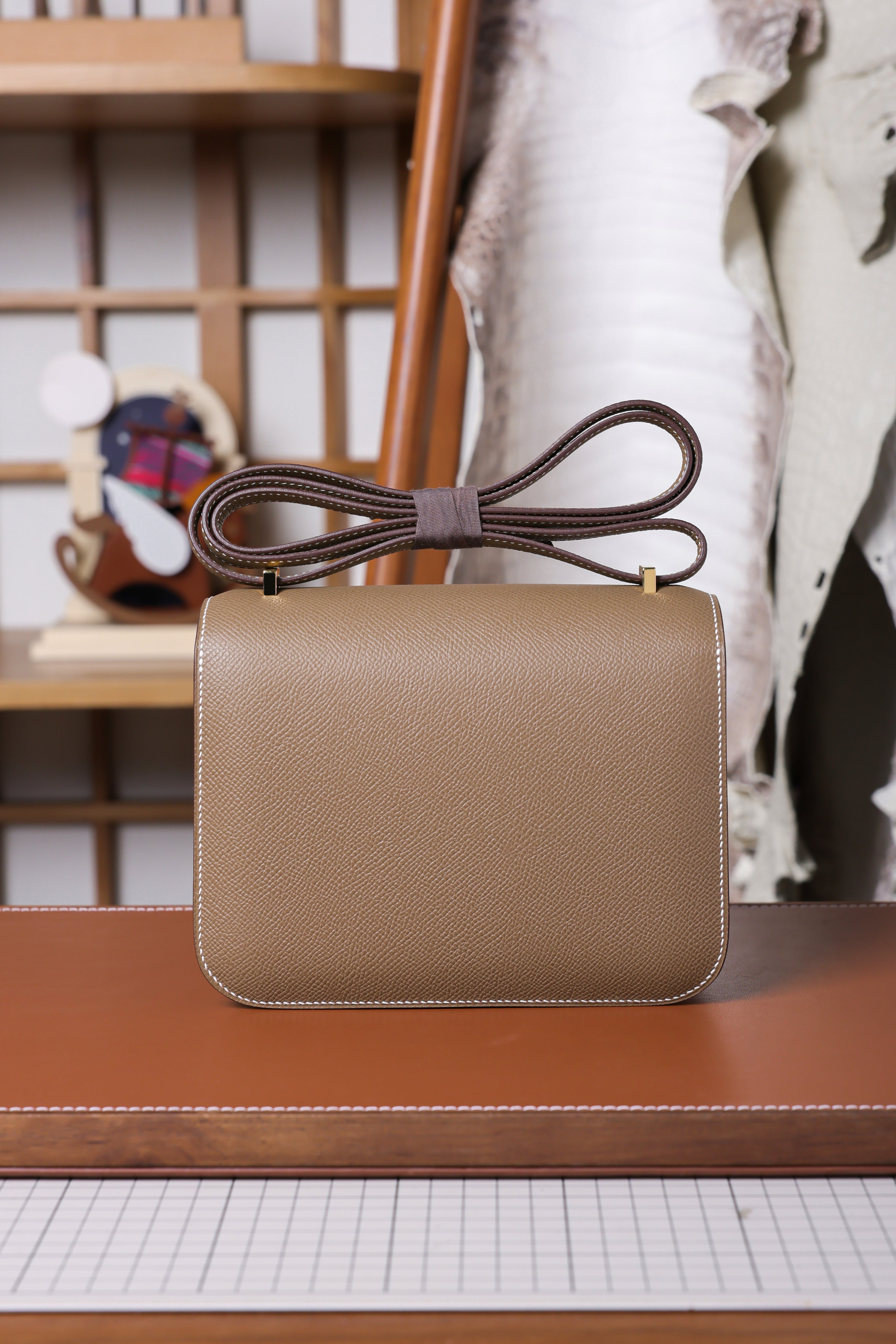 Constance- All Handmade Golden / Sliver Hardware Etoupe Ep eather