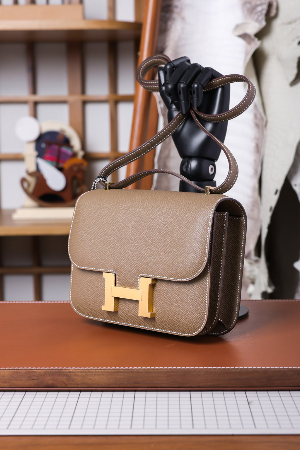 Constance- All Handmade Golden / Sliver Hardware Etoupe Ep eather