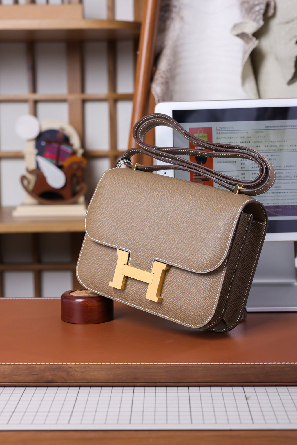 Constance- All Handmade Golden / Sliver Hardware Etoupe Ep eather