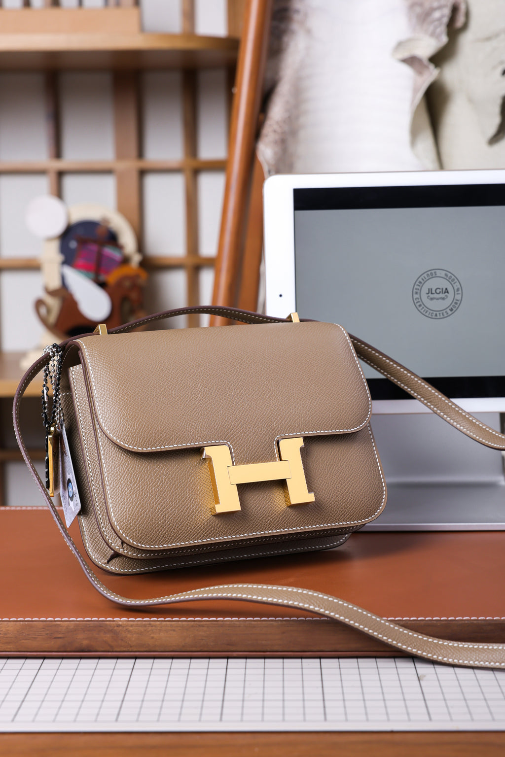 Constance- All Handmade Golden / Sliver Hardware Etoupe Ep eather