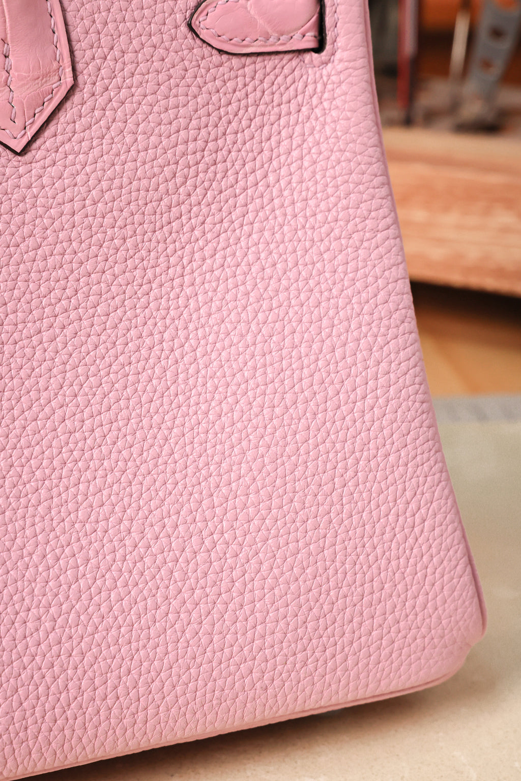 BK-2024 All Handmade Golden /Sliver Hardware Cherry Pink Crocodile/Togo leather