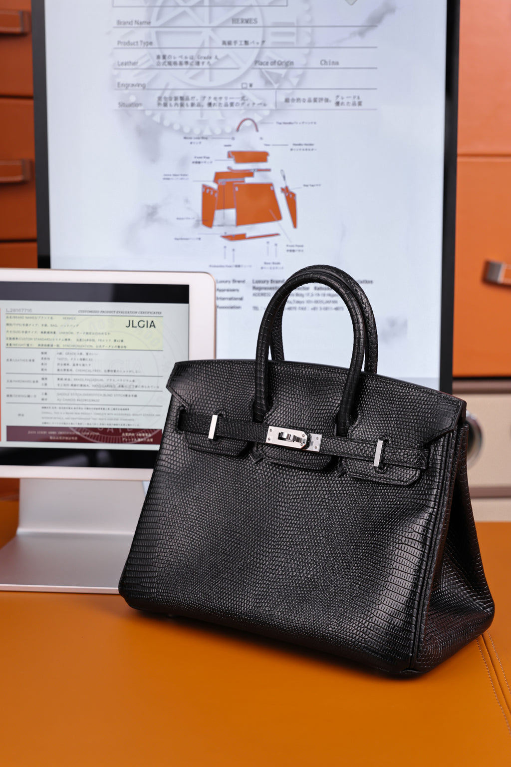 Birkin- All Handmade Golden / Sliver  Noir  lizard  leather