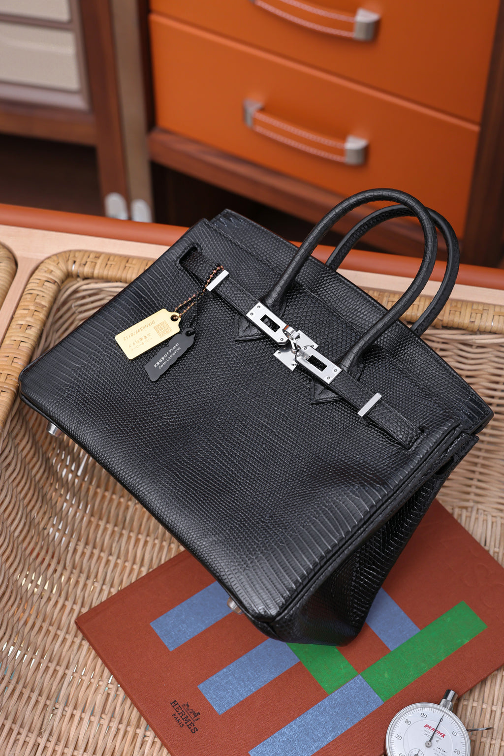 Birkin- All Handmade Golden / Sliver  Noir  lizard  leather