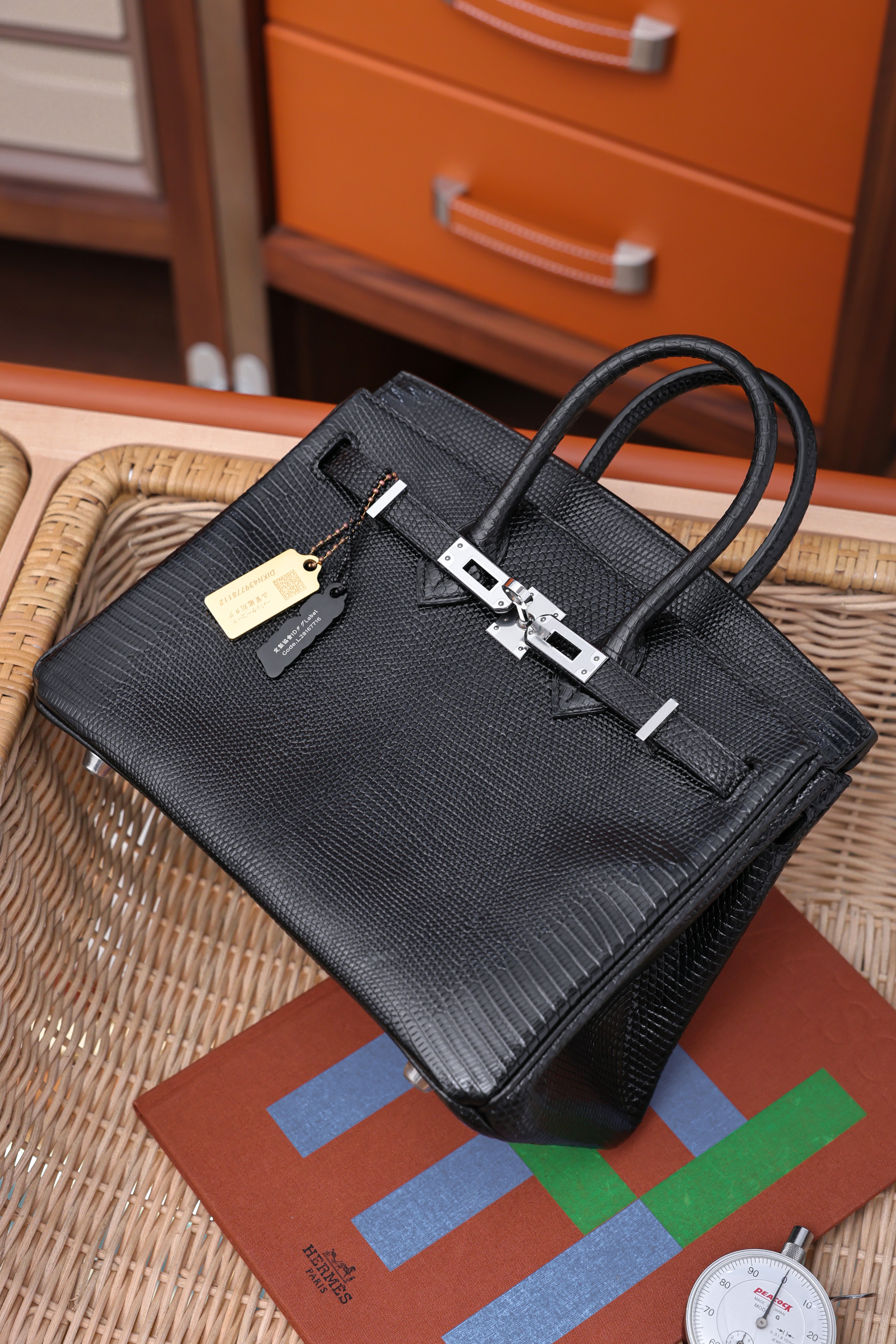 Birkin- All Handmade Golden / Sliver  Noir  lizard  leather