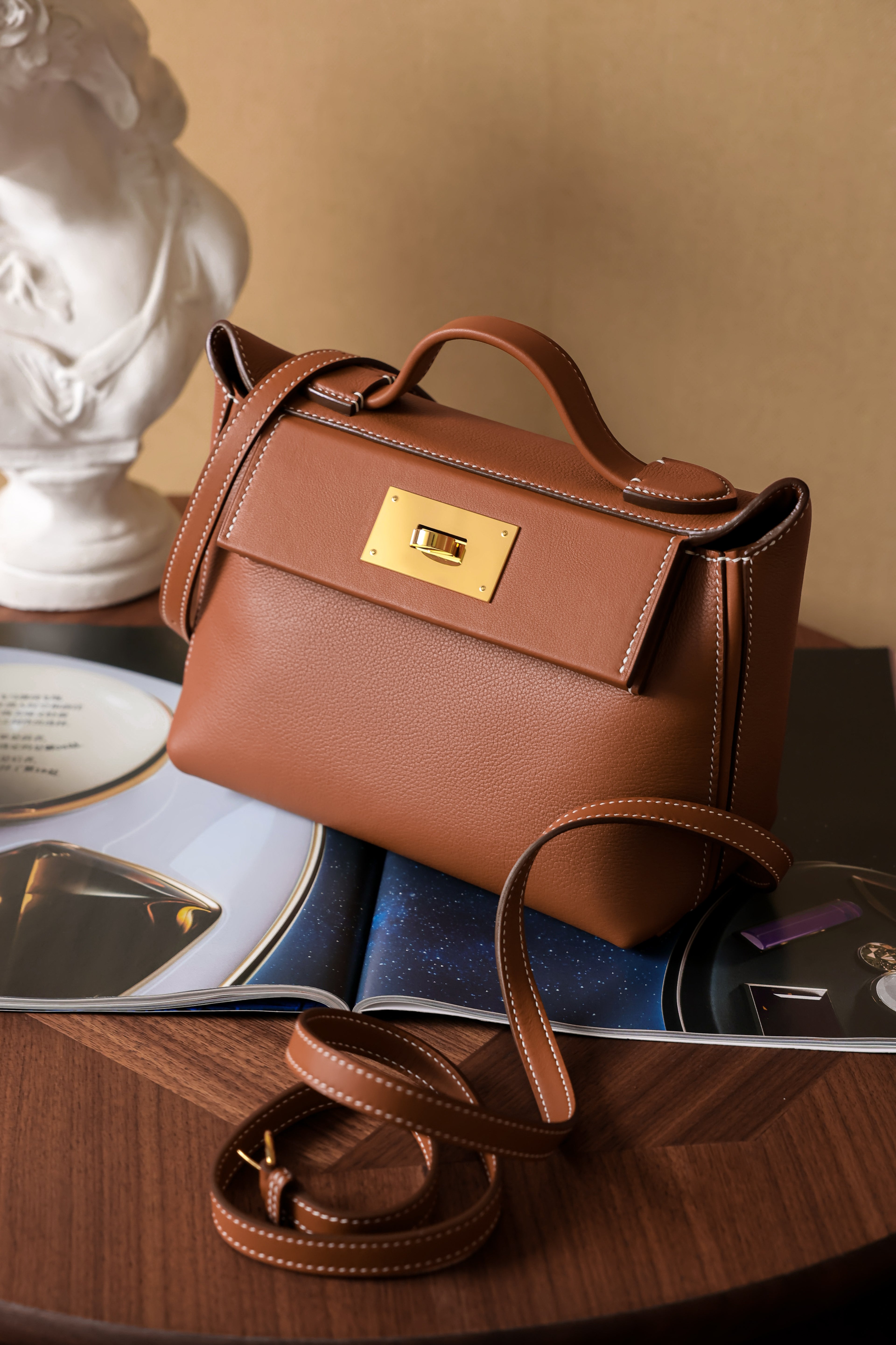 2424- All Handmade Golden / Sliver Hardware Elephant Grey  TC eather