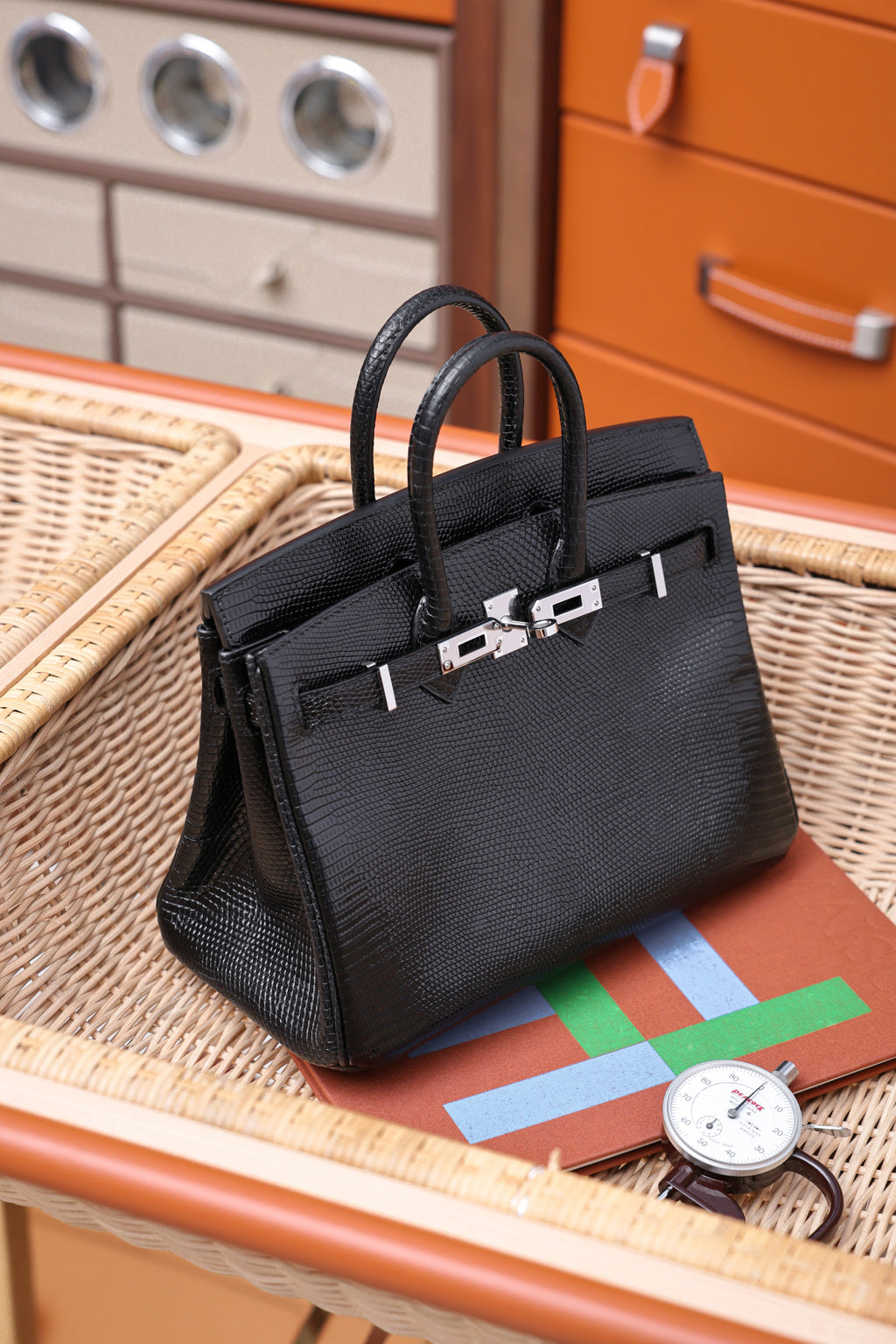 Birkin- All Handmade Golden / Sliver  Noir  lizard  leather