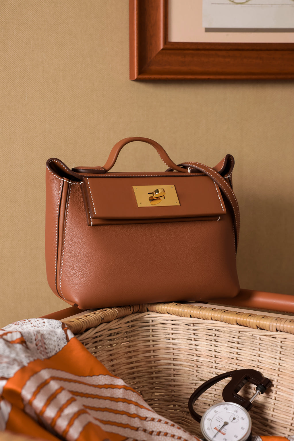 2424- All Handmade Golden / Sliver Hardware Elephant Grey  TC eather