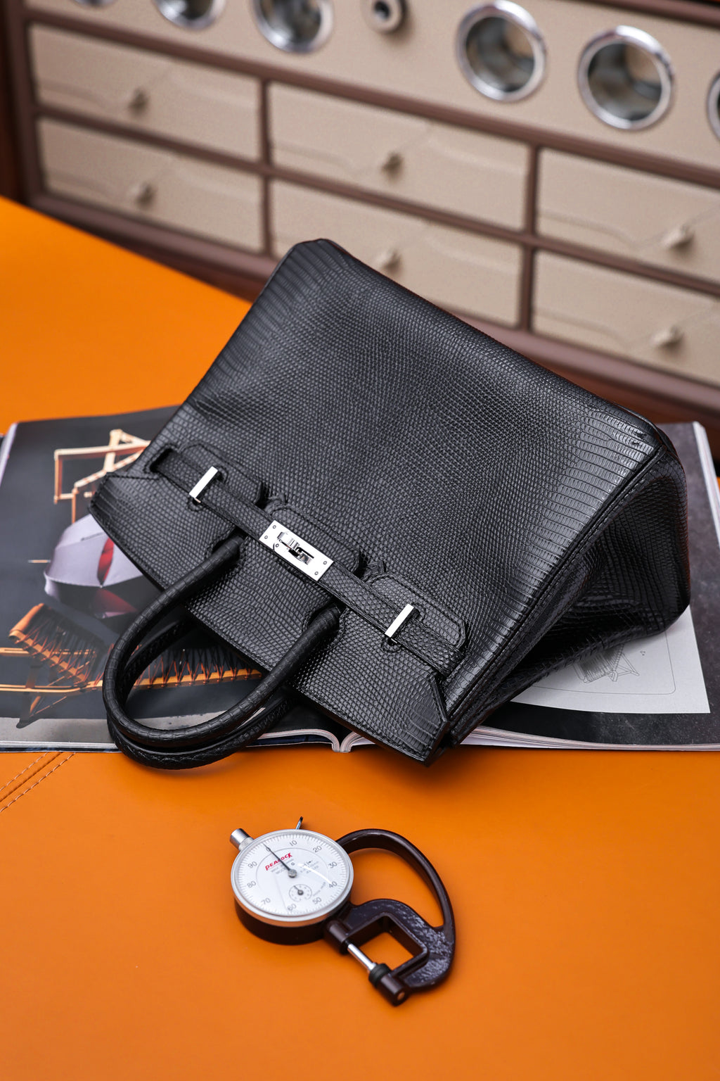 Birkin- All Handmade Golden / Sliver  Noir  lizard  leather