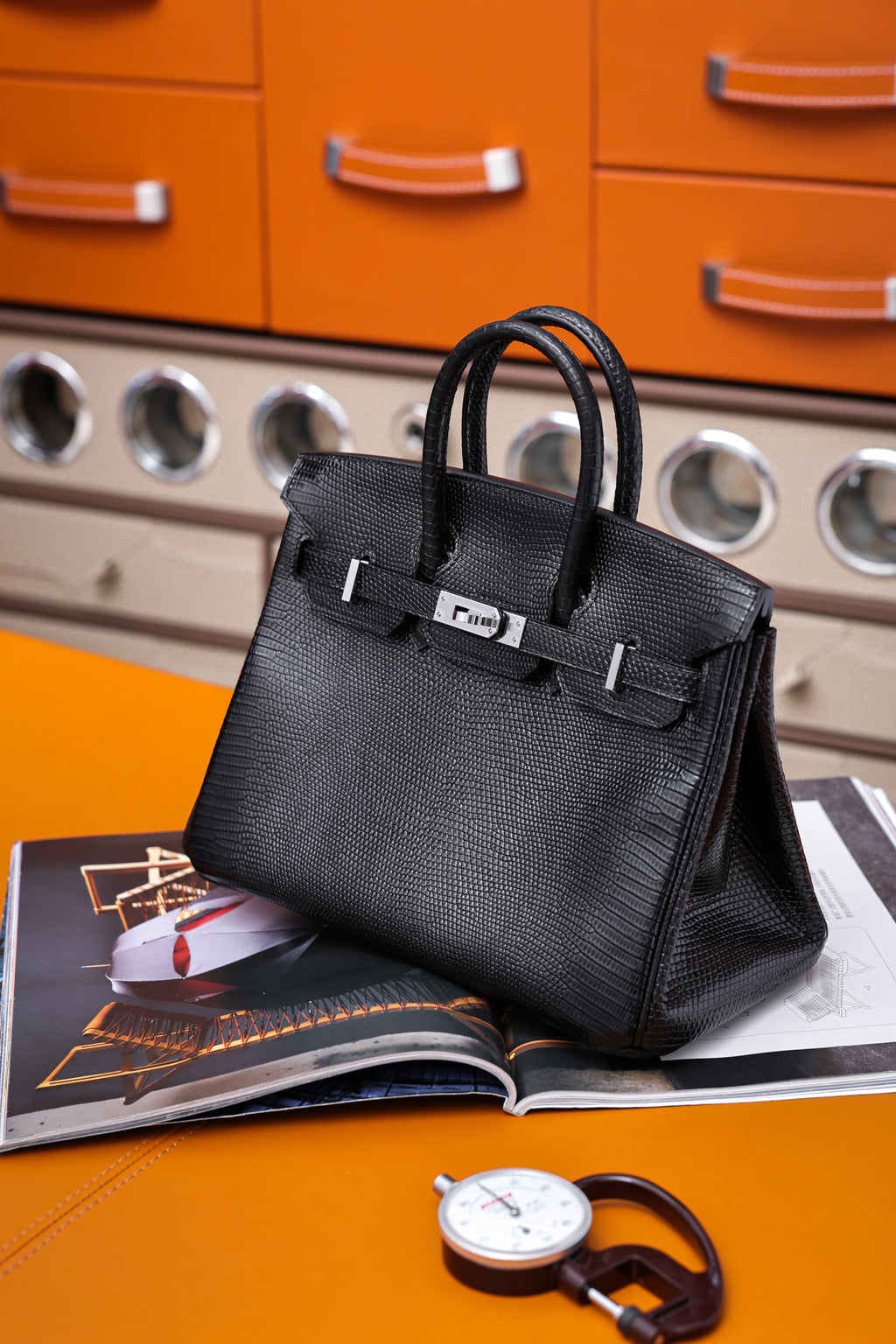 Birkin- All Handmade Golden / Sliver  Noir  lizard  leather