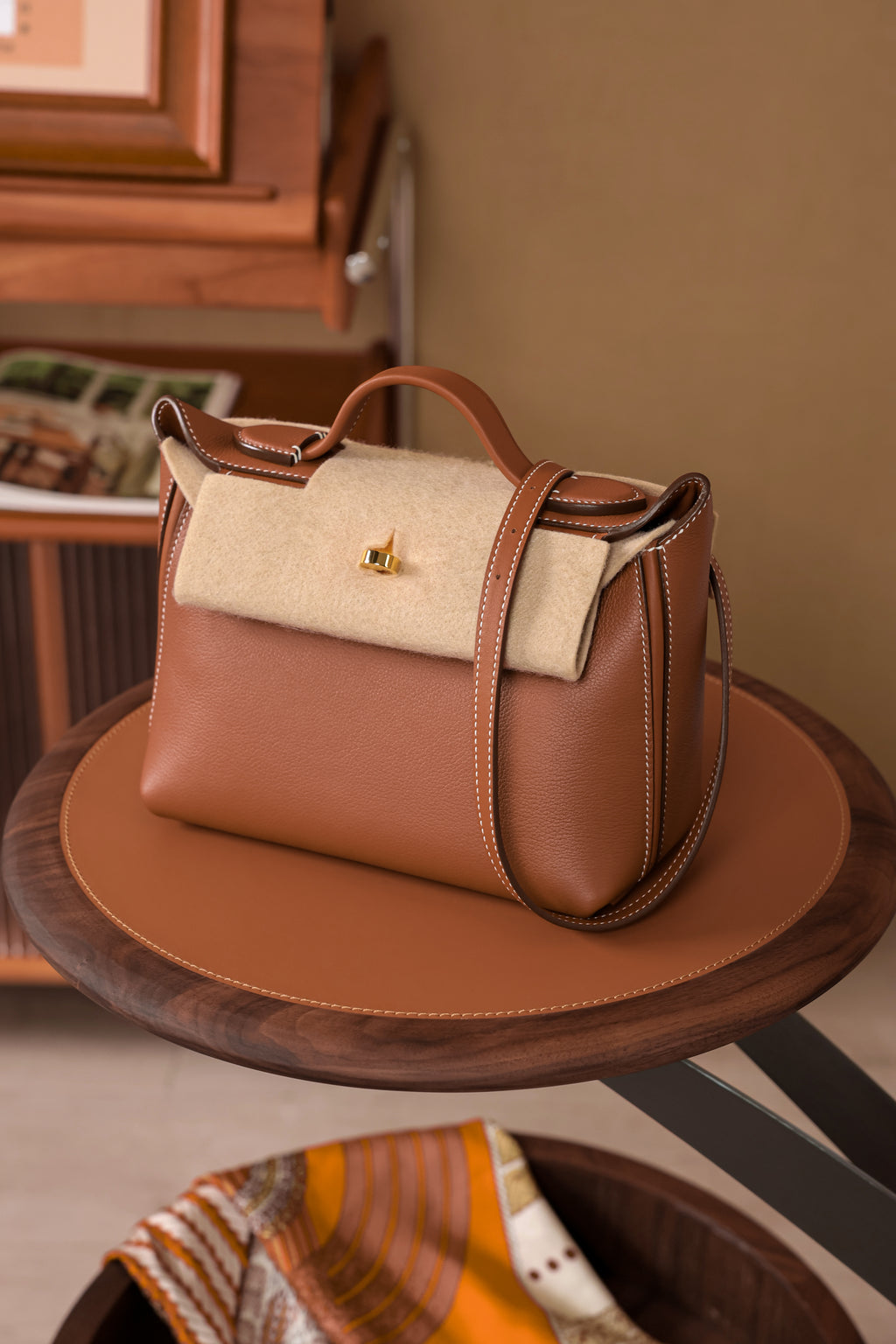 2424- All Handmade Golden / Sliver Hardware Elephant Grey  TC eather