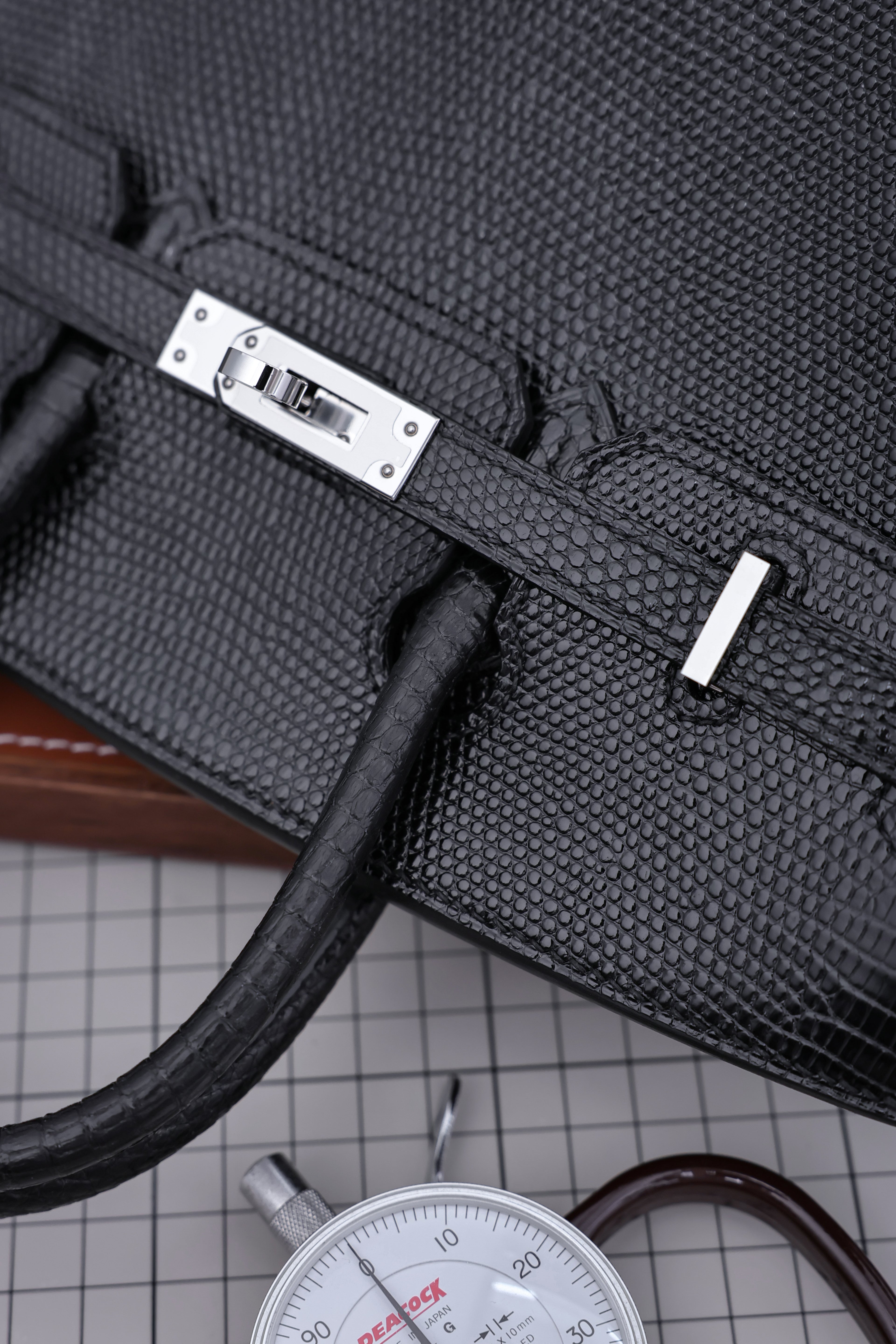 Birkin- All Handmade Golden / Sliver  Noir  lizard  leather