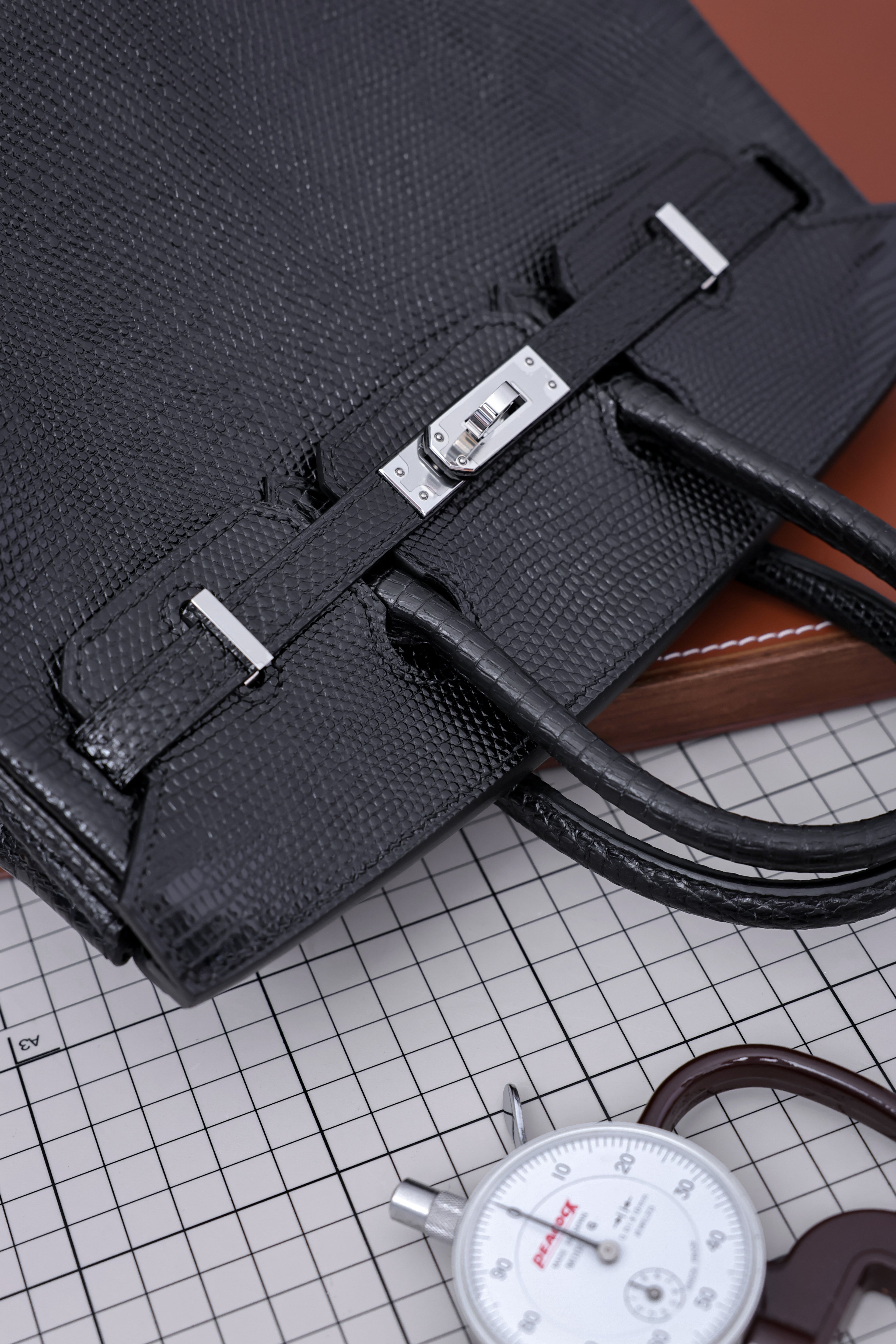 Birkin- All Handmade Golden / Sliver  Noir  lizard  leather