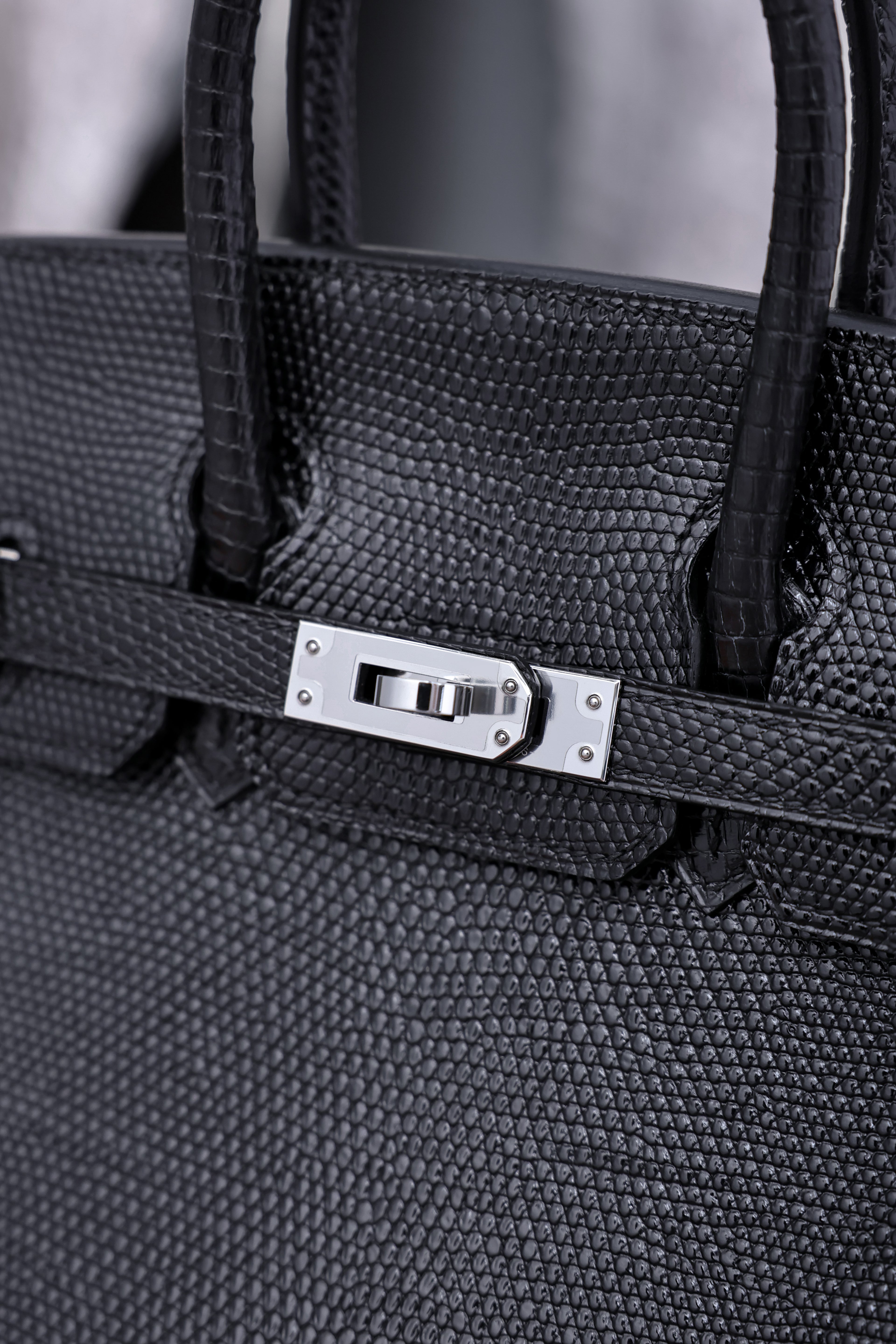 Birkin- All Handmade Golden / Sliver  Noir  lizard  leather