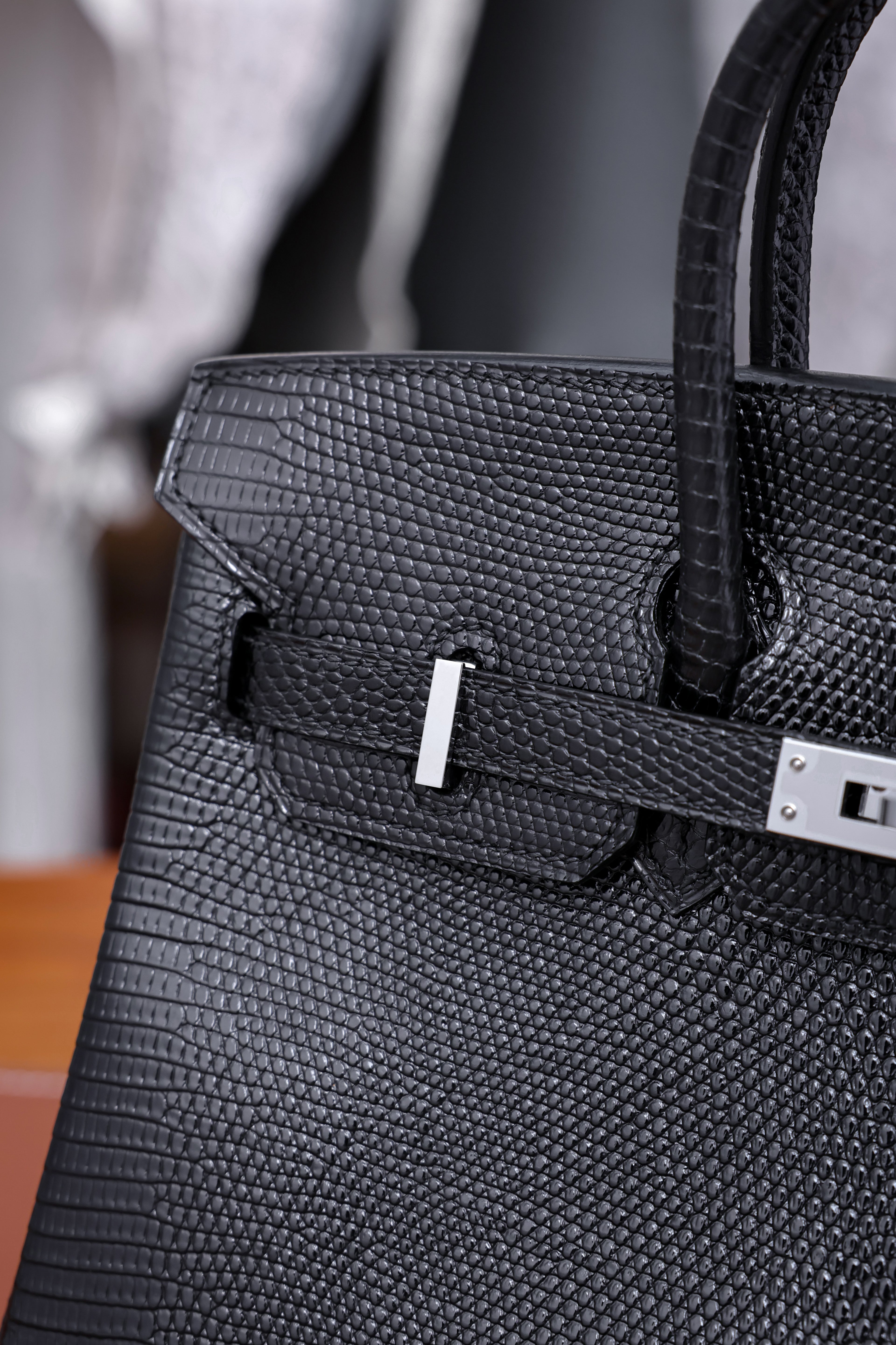 Birkin- All Handmade Golden / Sliver  Noir  lizard  leather