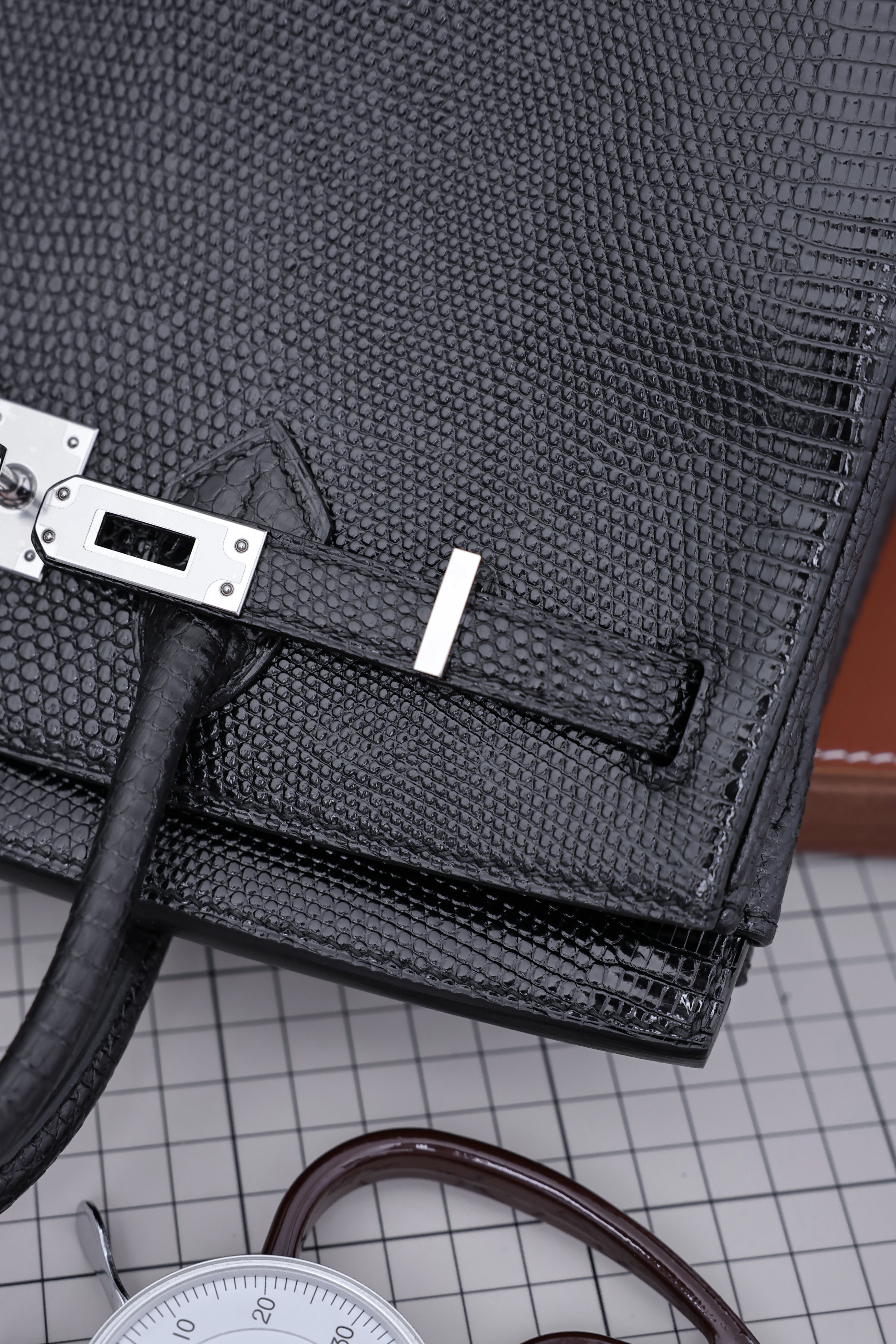 Birkin- All Handmade Golden / Sliver  Noir  lizard  leather